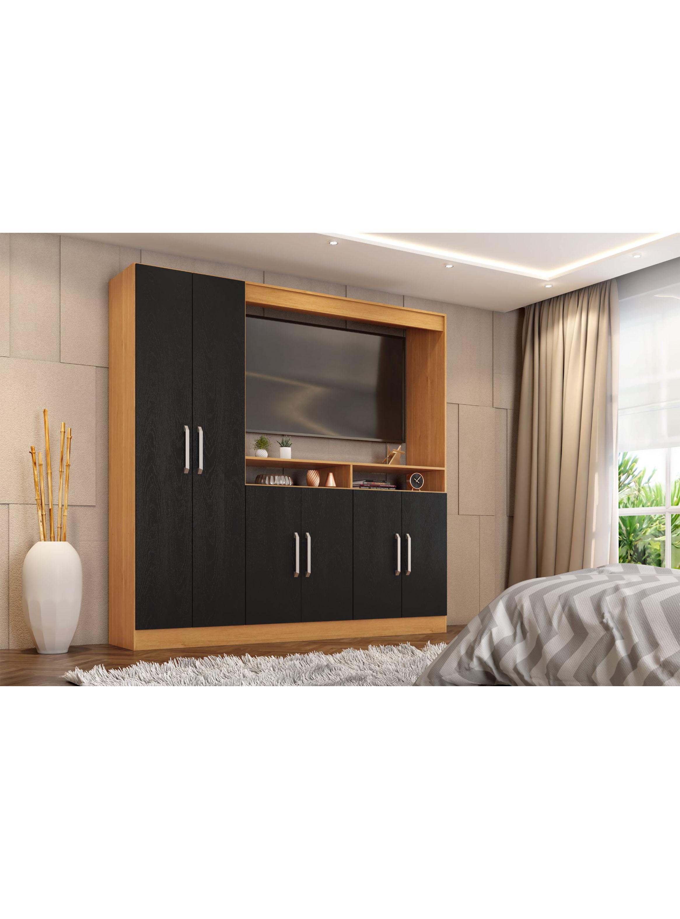 Rack TV 50" Armario 6 Puertas Negro/Caramelo-4