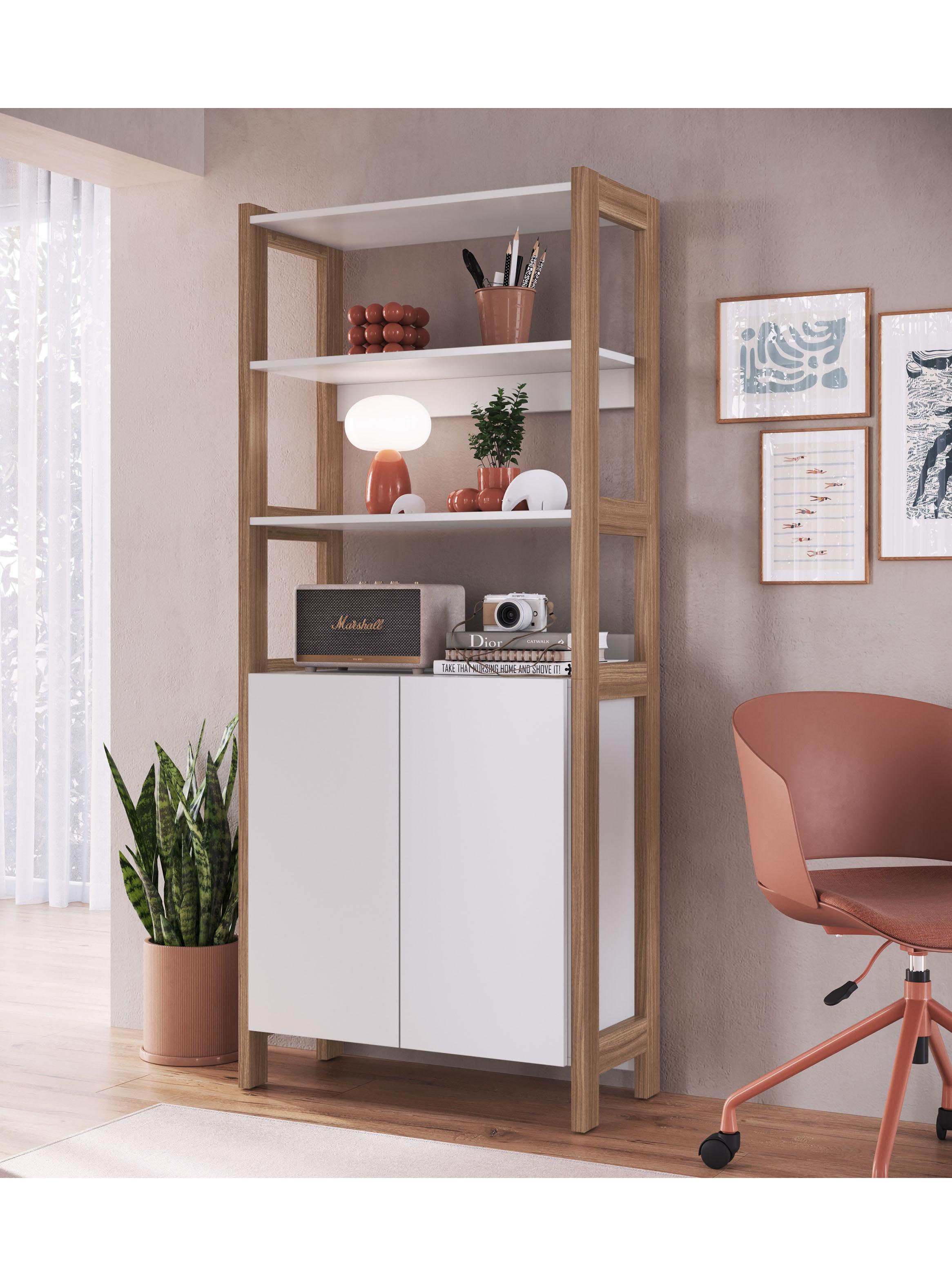 Estante Organizador Vertical B142 Blanco/Castaño-3