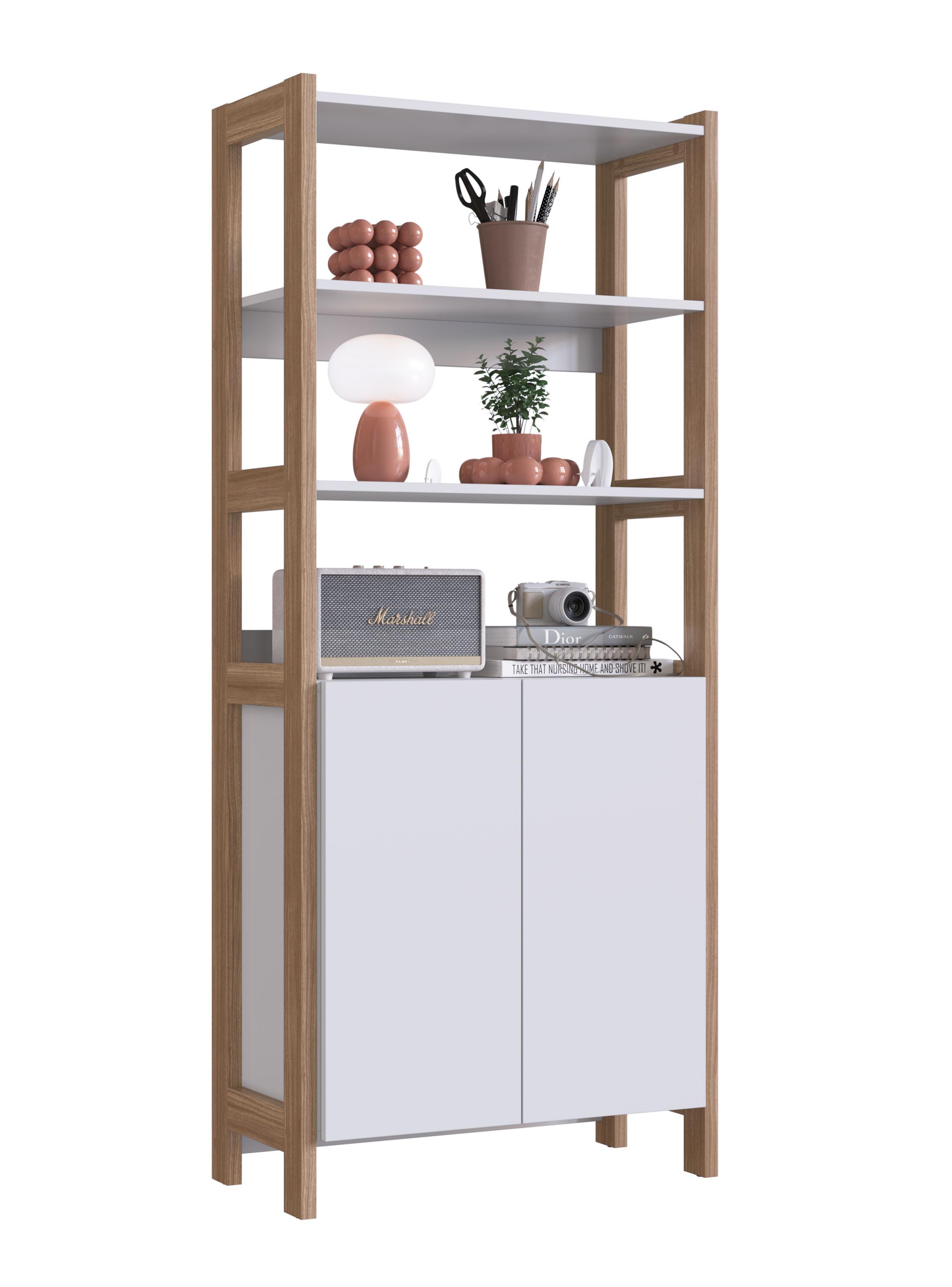 Estante Organizador Vertical B142 Blanco/Castaño-2