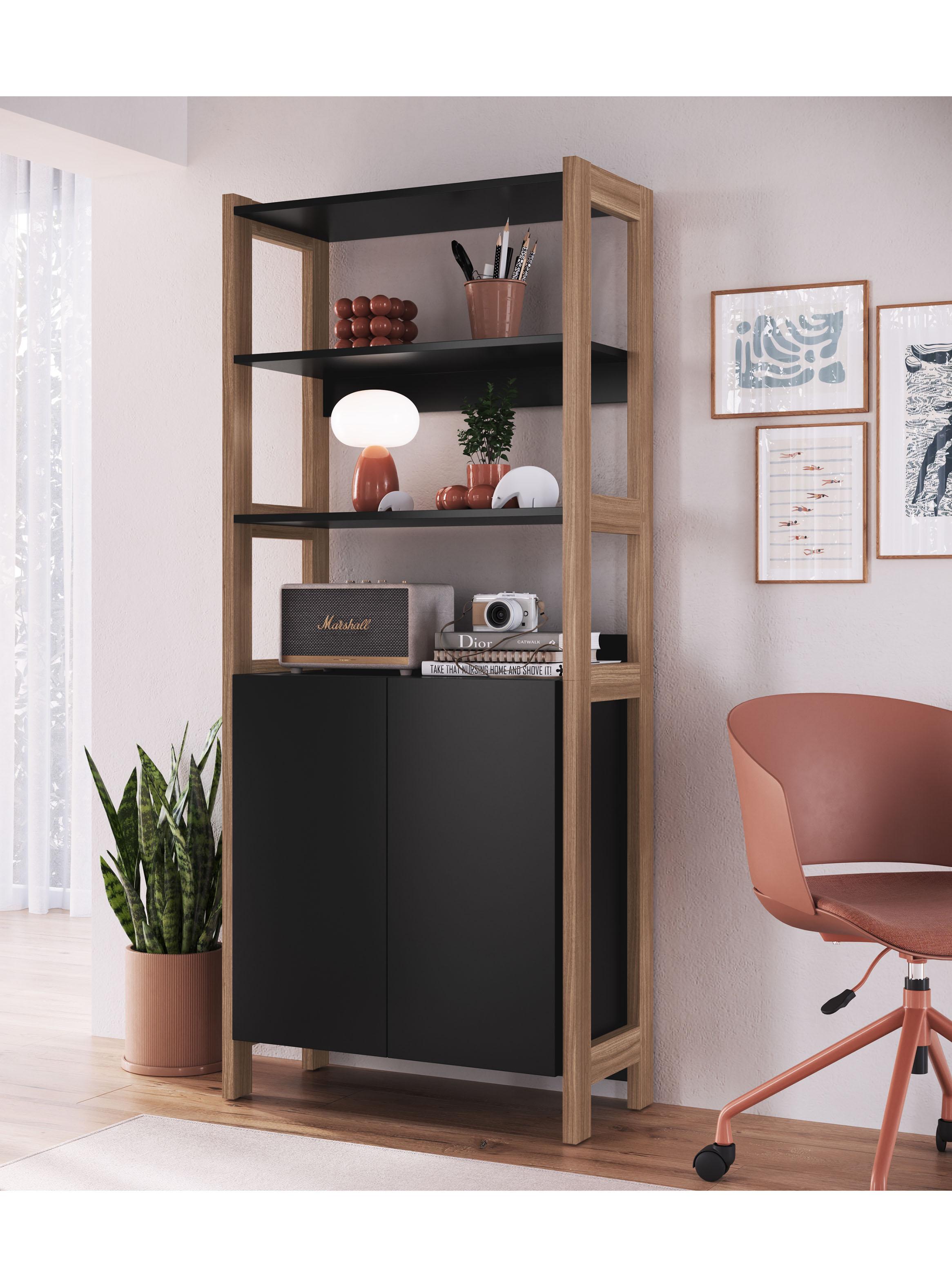 Estante Organizador Vertical B142 Negro/Castaño-3