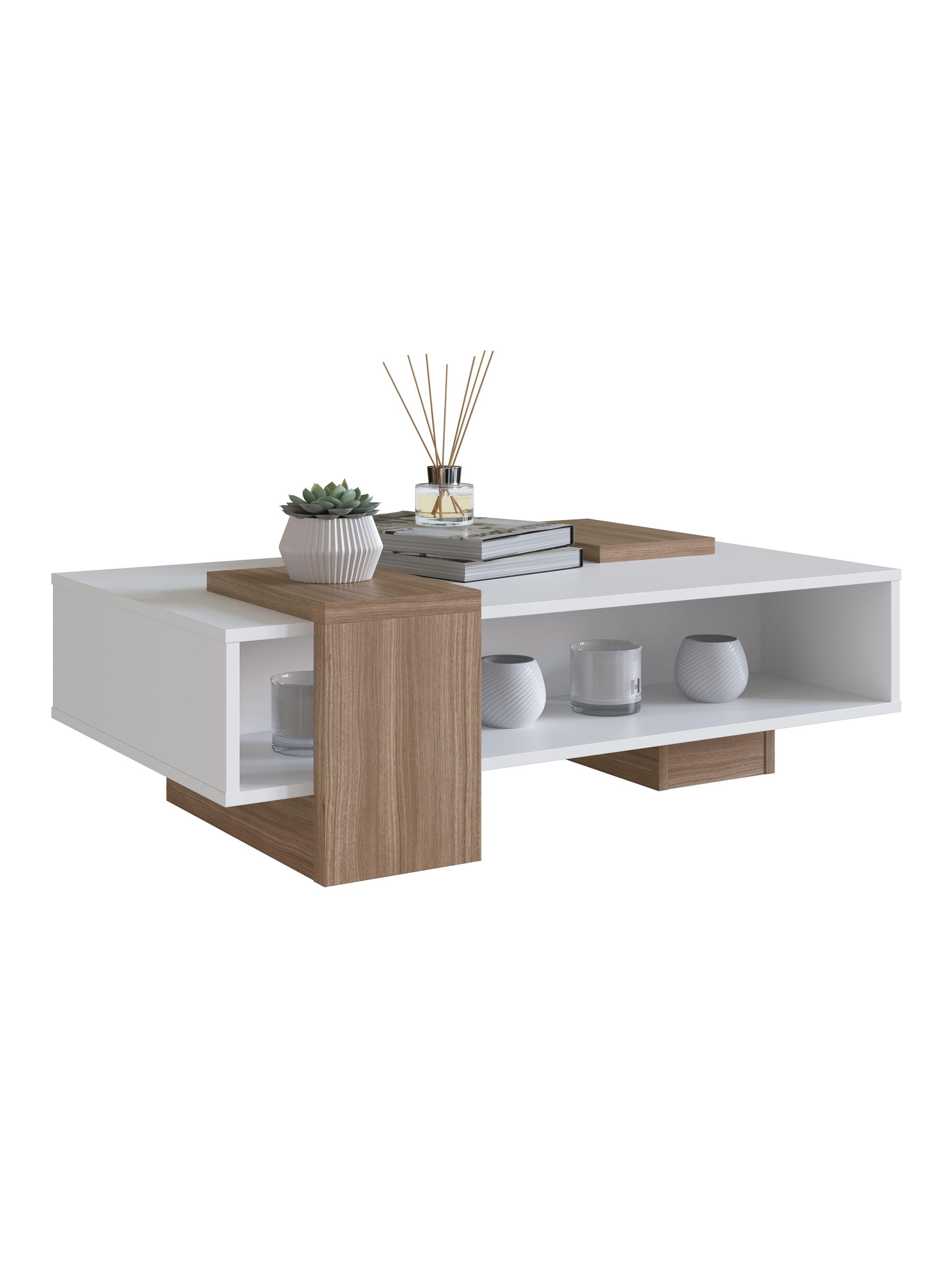 Mesa de Centro Moveli B93 Blanco-Castaño-2