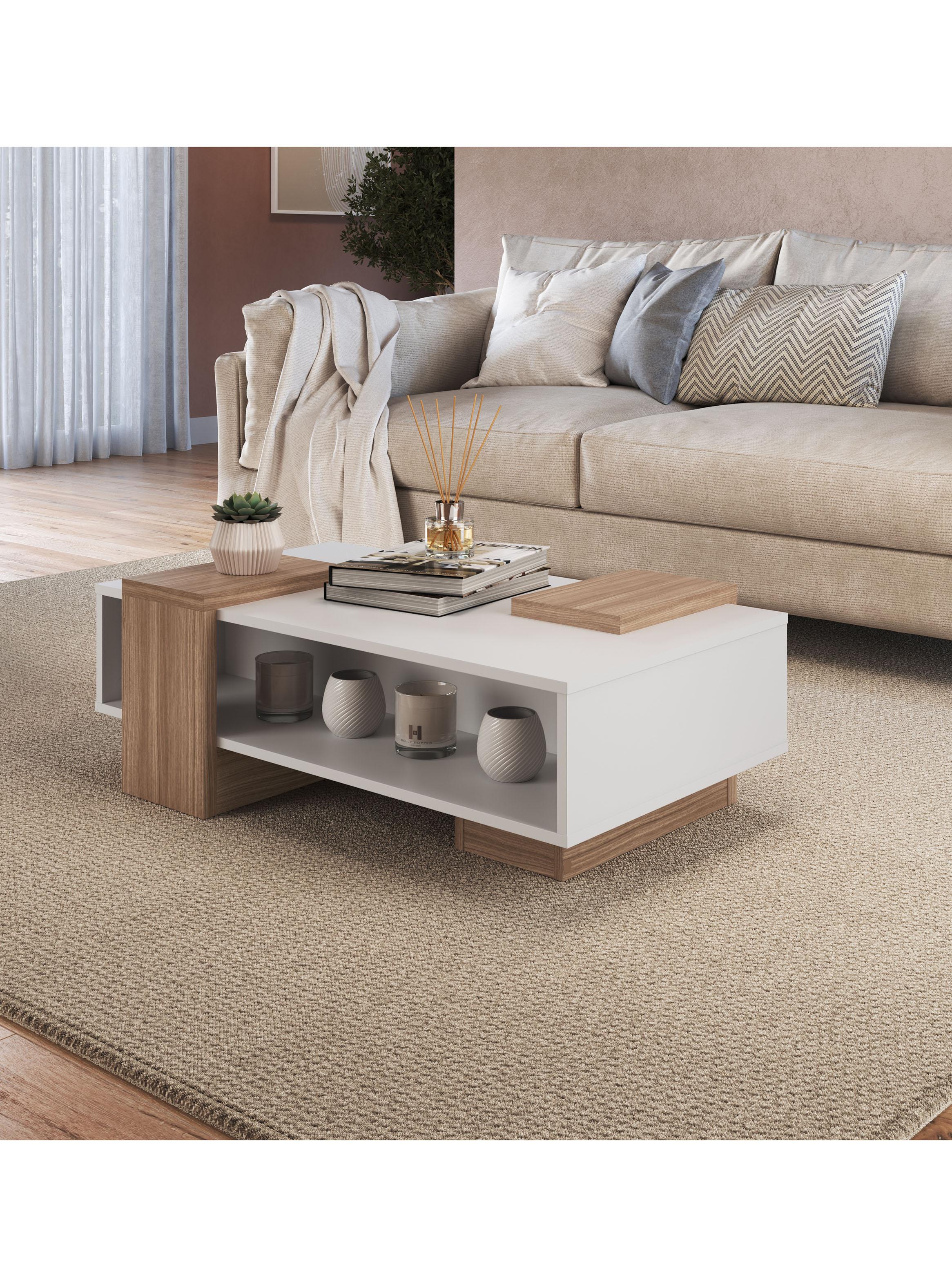 Mesa de Centro Moveli B93 Blanco-Castaño-3
