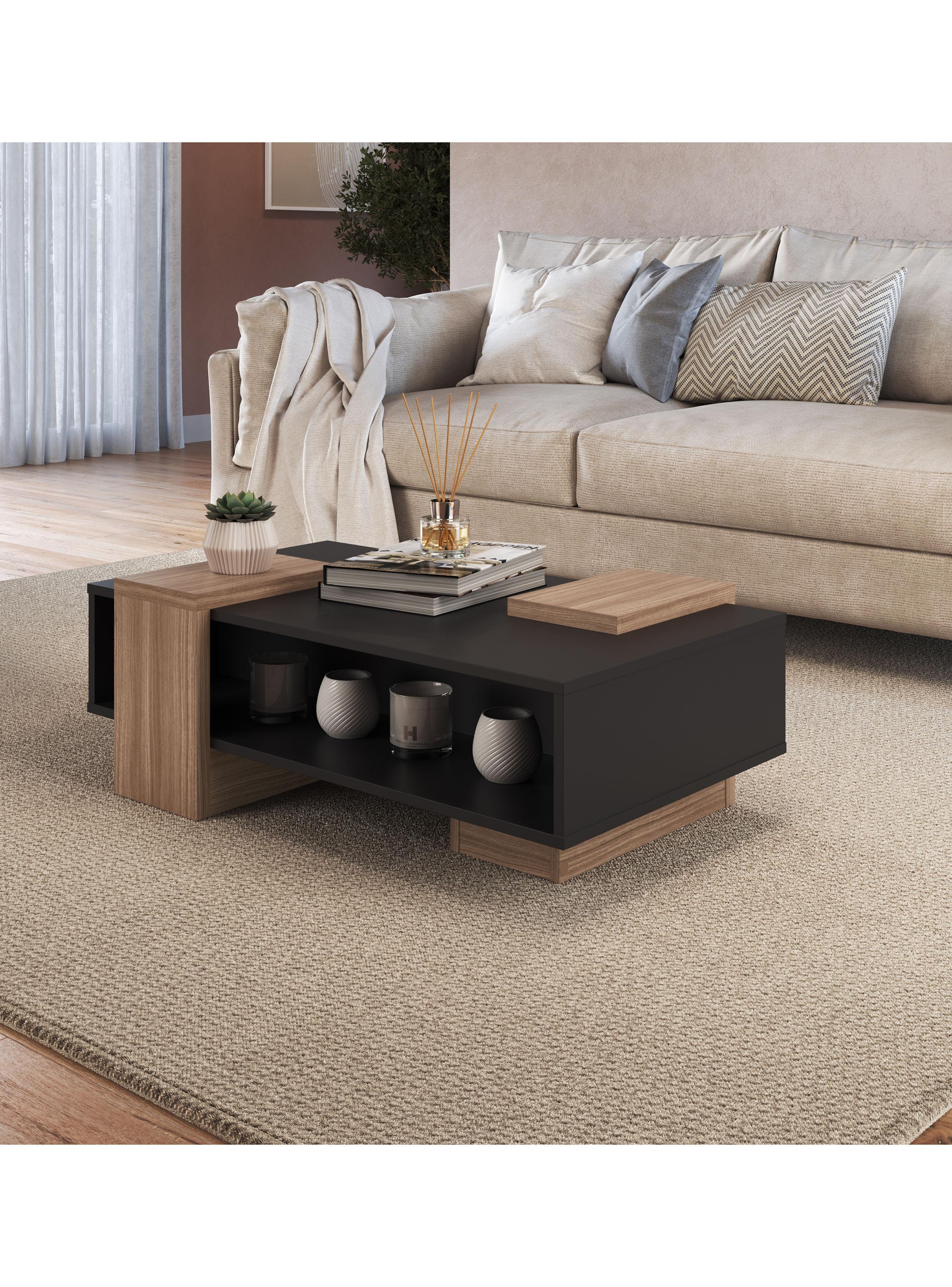 Mesa de Centro Moveli B93 Negro-Castaño-3