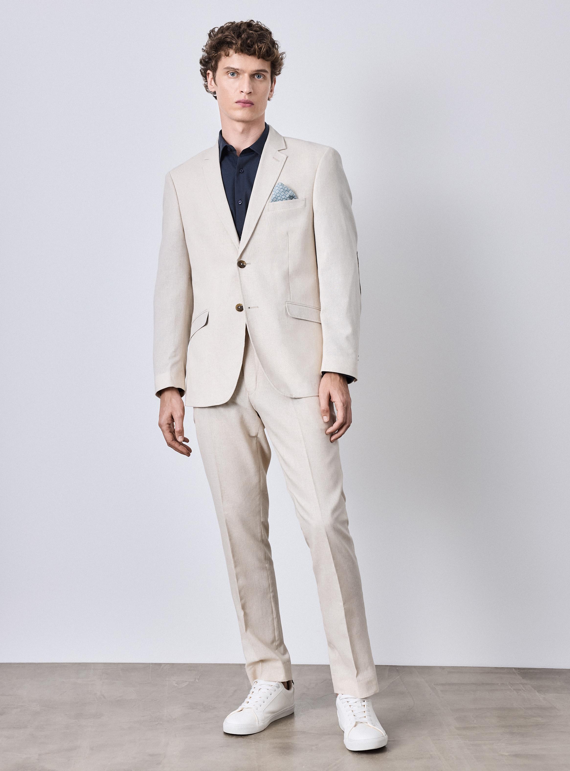 Vestón Recto con Lino Slim Fit-4