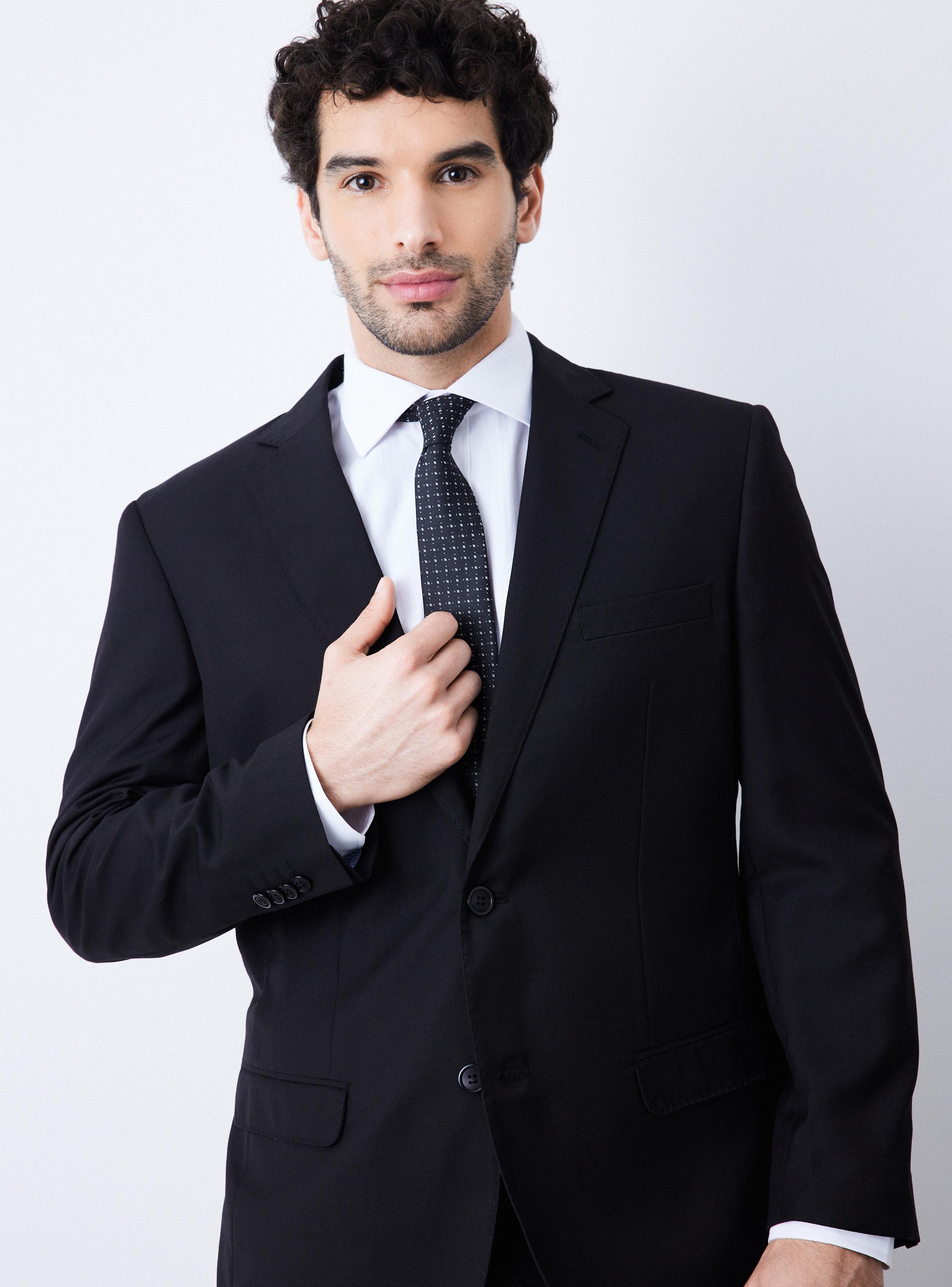 Traje Recto Regular Fit Negro Liso-3