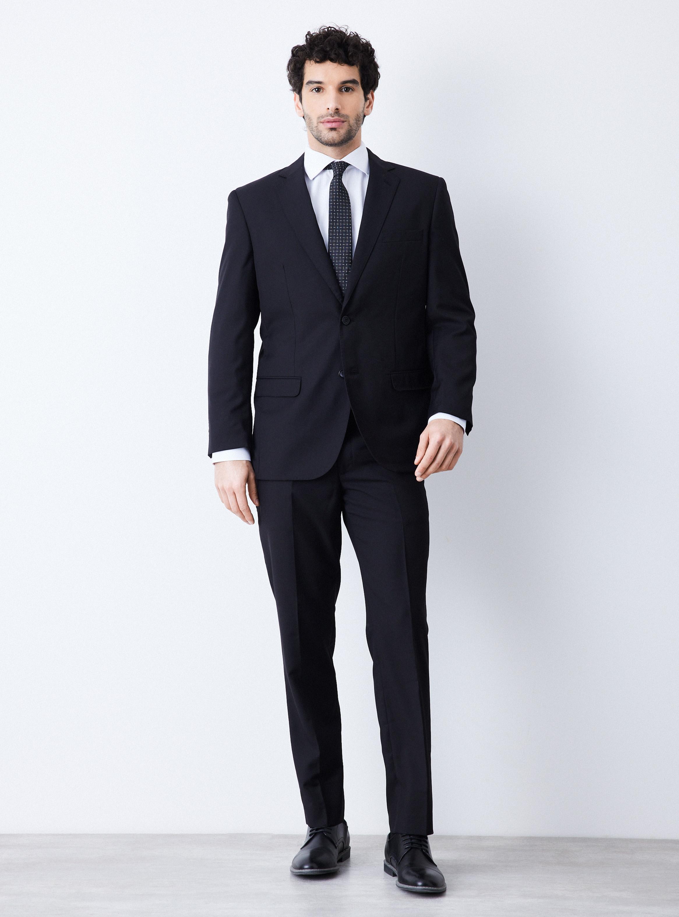 Traje Recto Regular Fit Negro Liso-4