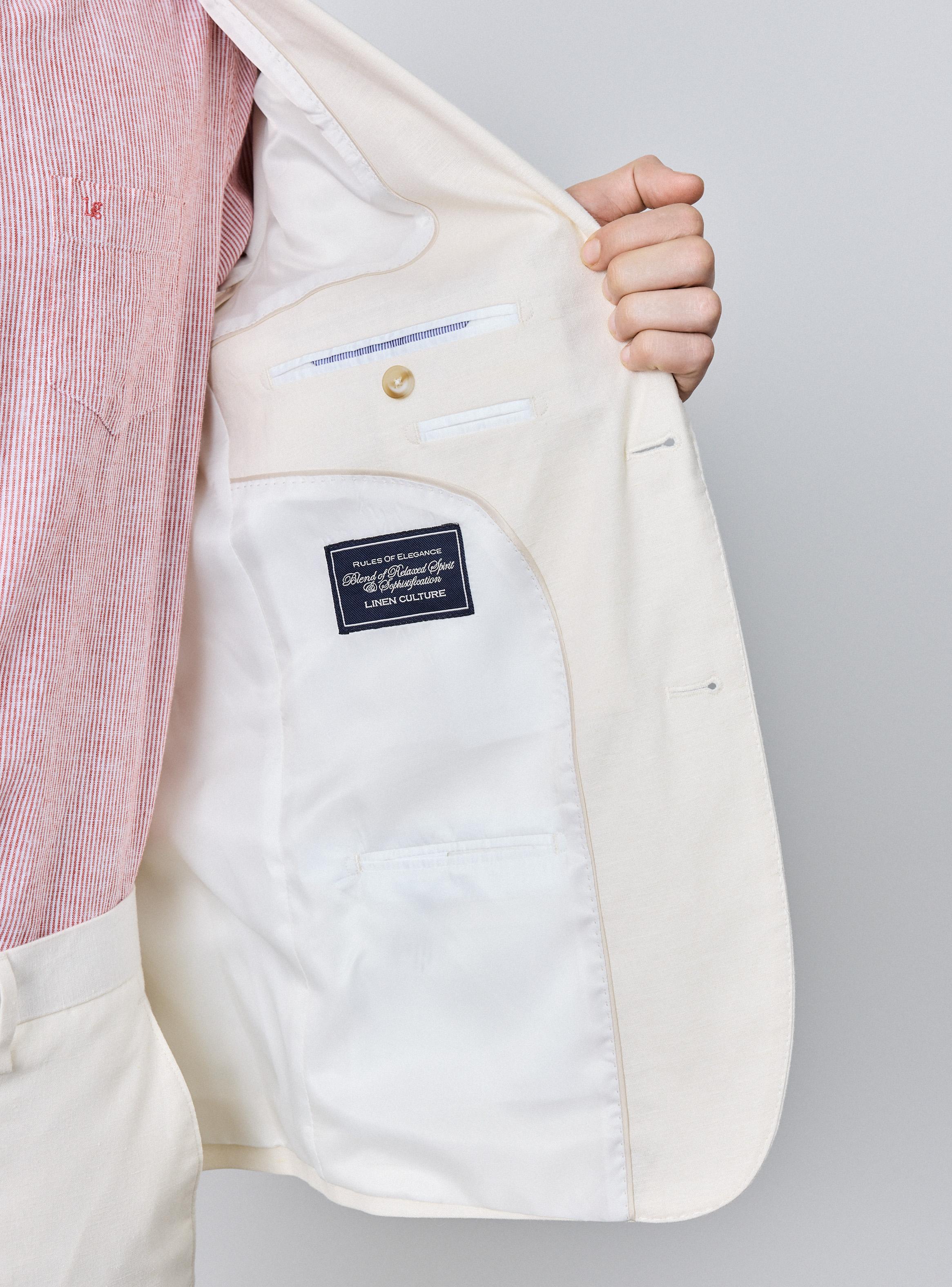 Traje Recto Slim Fit 100% Lino Natural-2