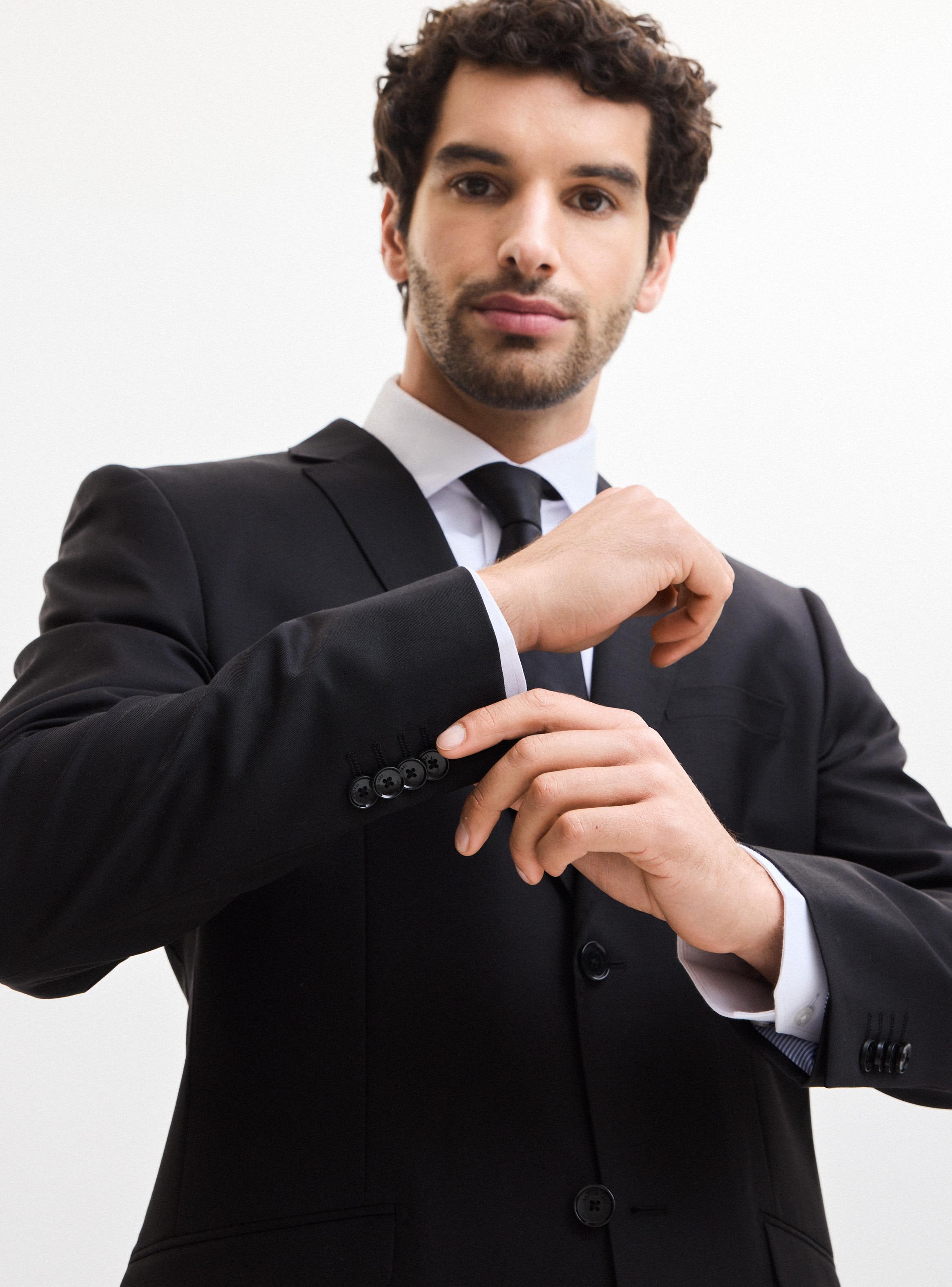 Traje Recto 100% Lana Lisa Slim Fit-3