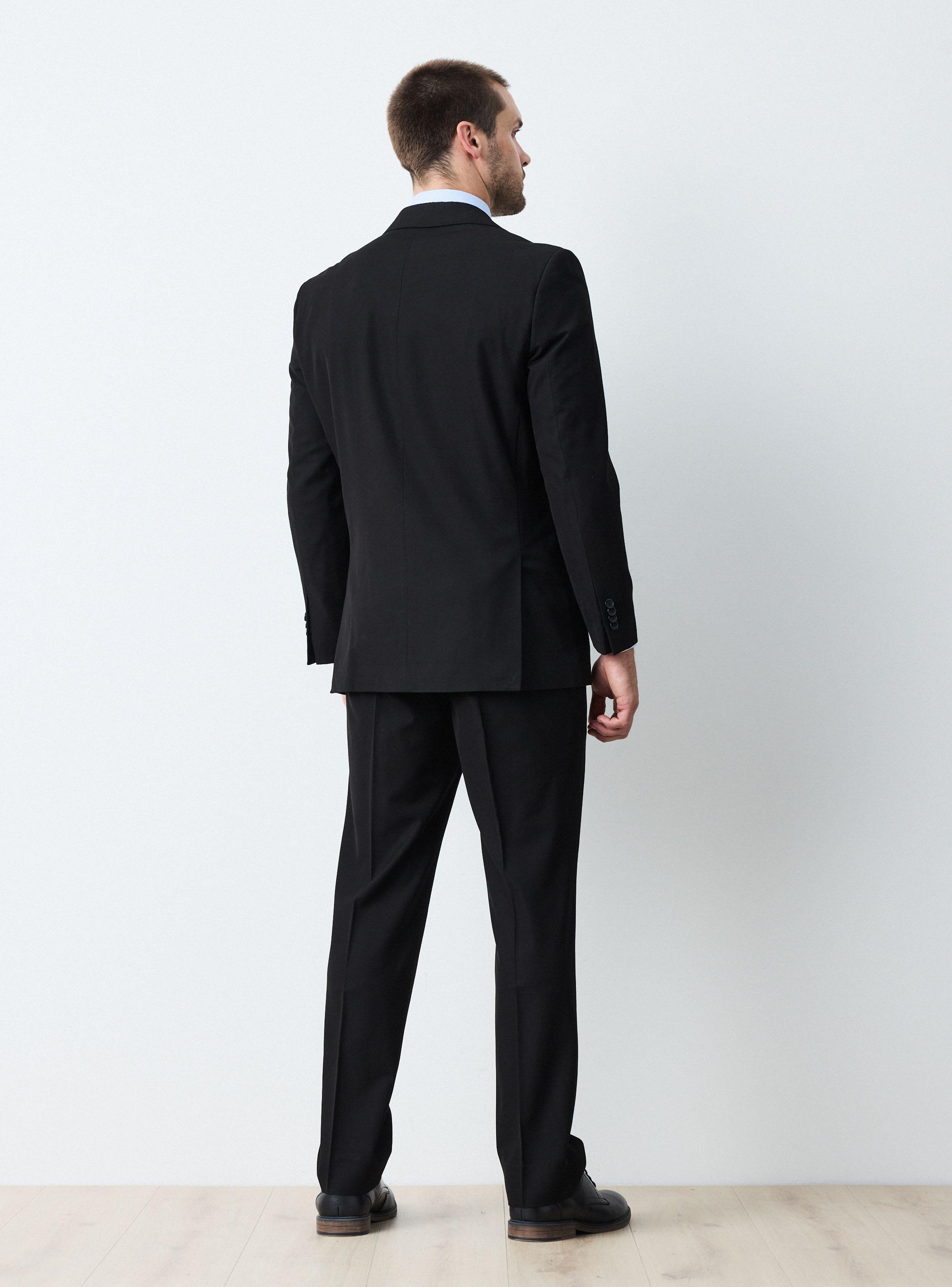 Traje Recto Lana Poliéster Liso Regular-5