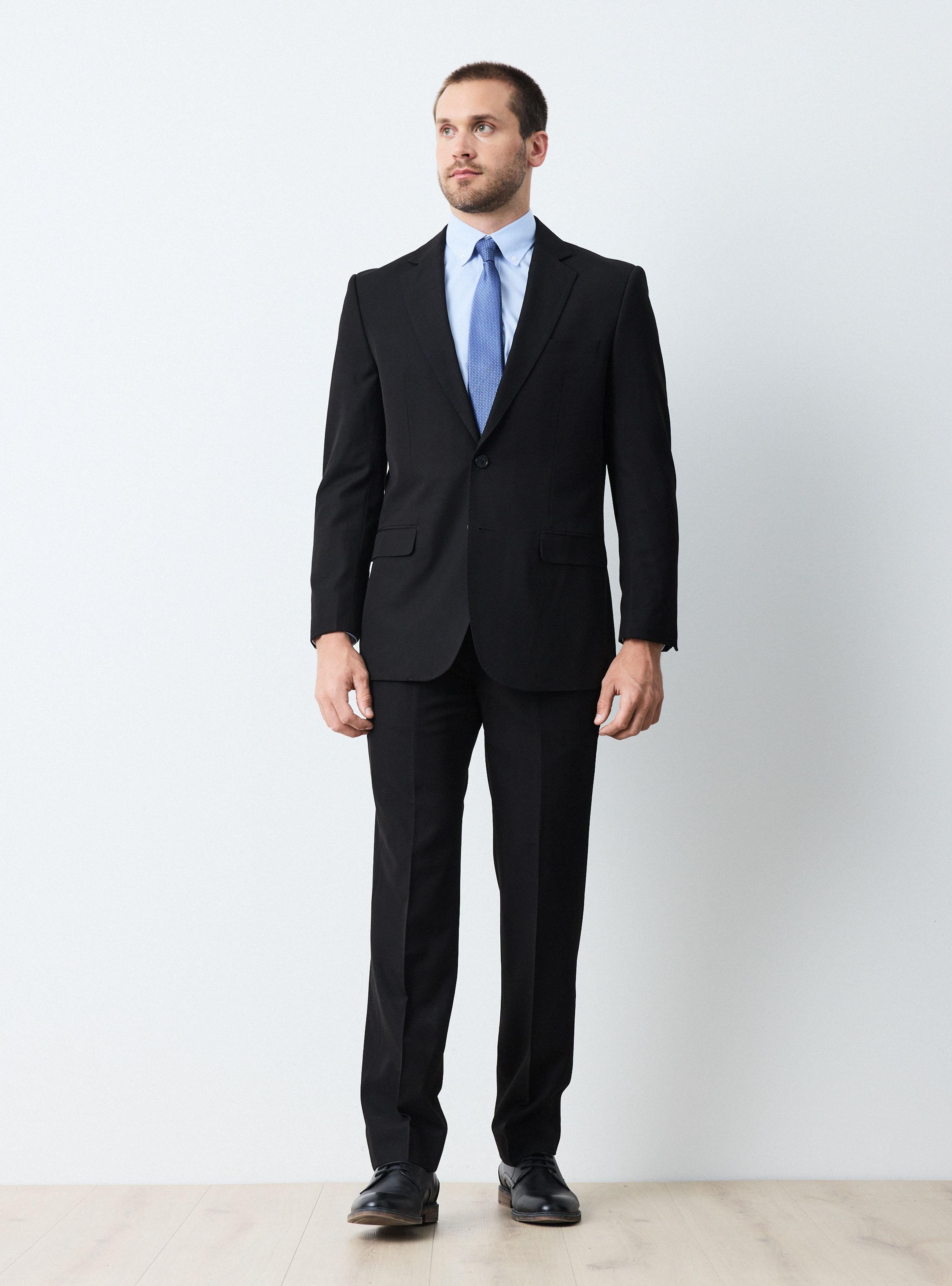 Traje Recto Lana Poliéster Liso Regular-4