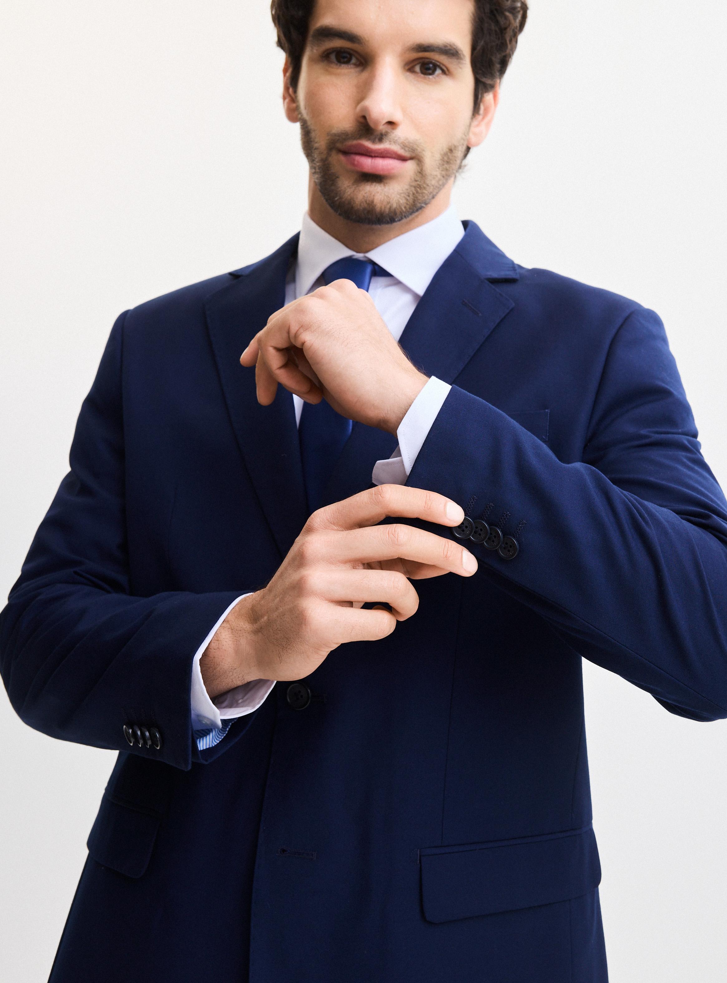 Traje Recto Lana Poliéster Liso Regular Fit-3