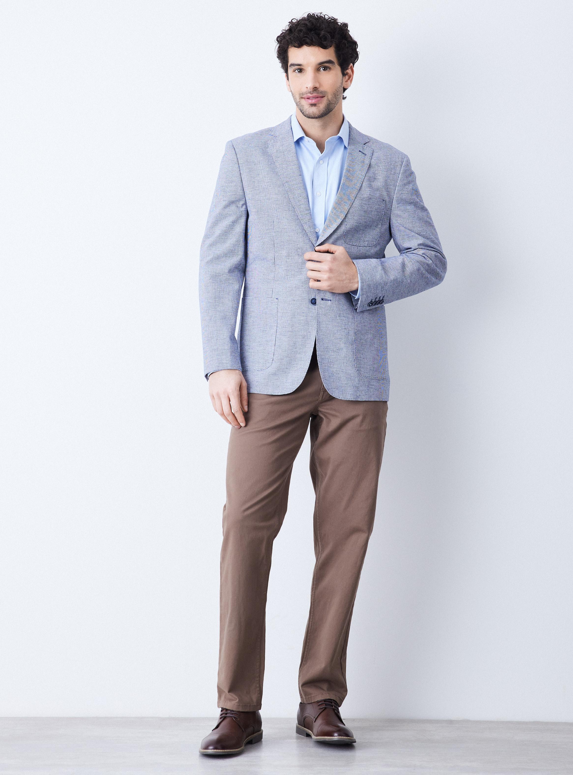 Vestón Recto Fantasía Cuadrille Slim Fit con Lino-4