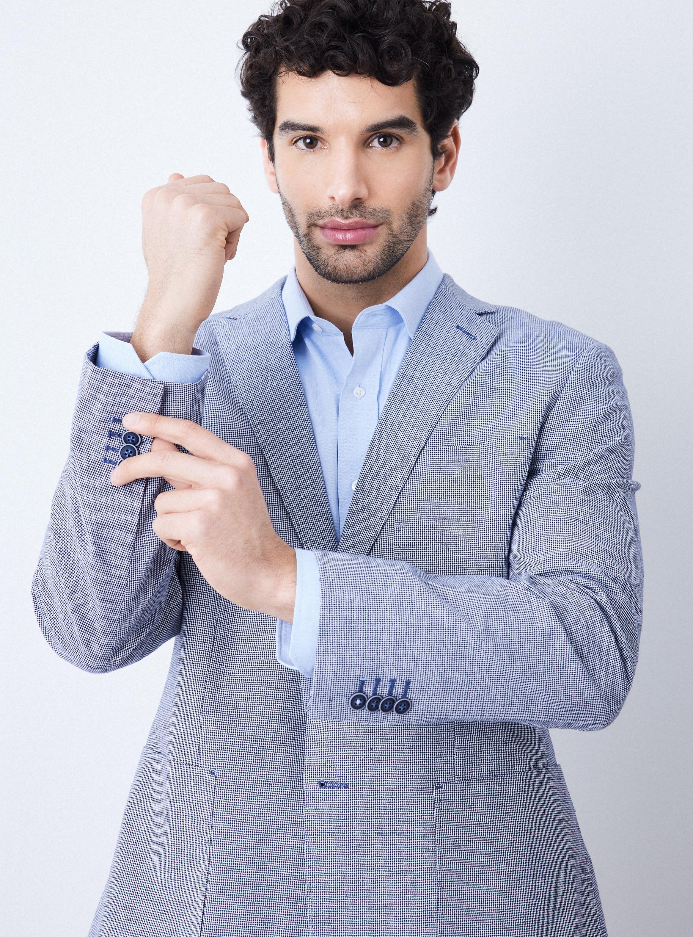 Vestón Recto Fantasía Cuadrille Slim Fit con Lino-3