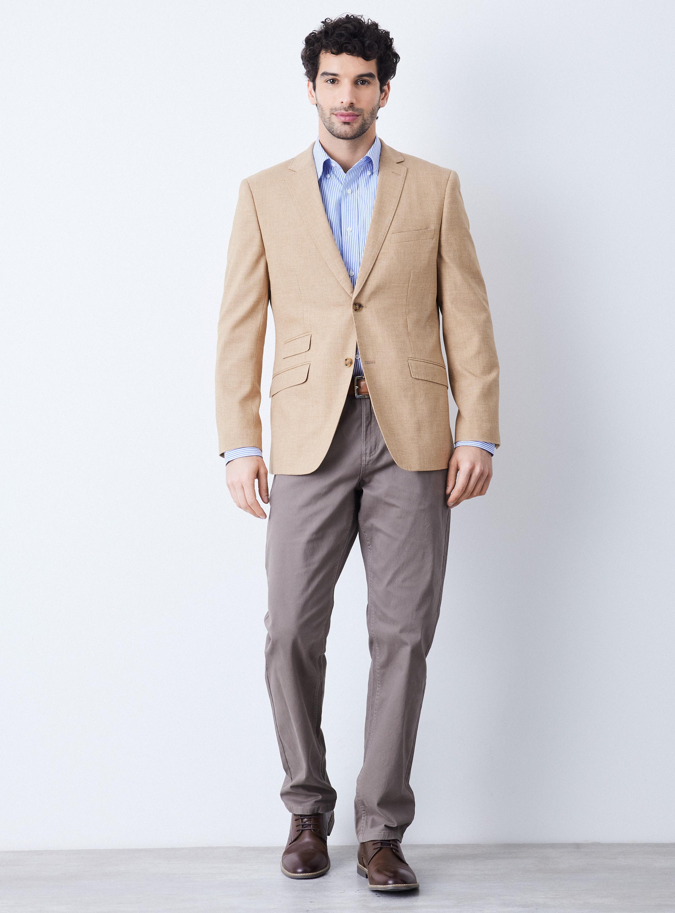 Vestón Recto con Lino Liso Slim Fit-4