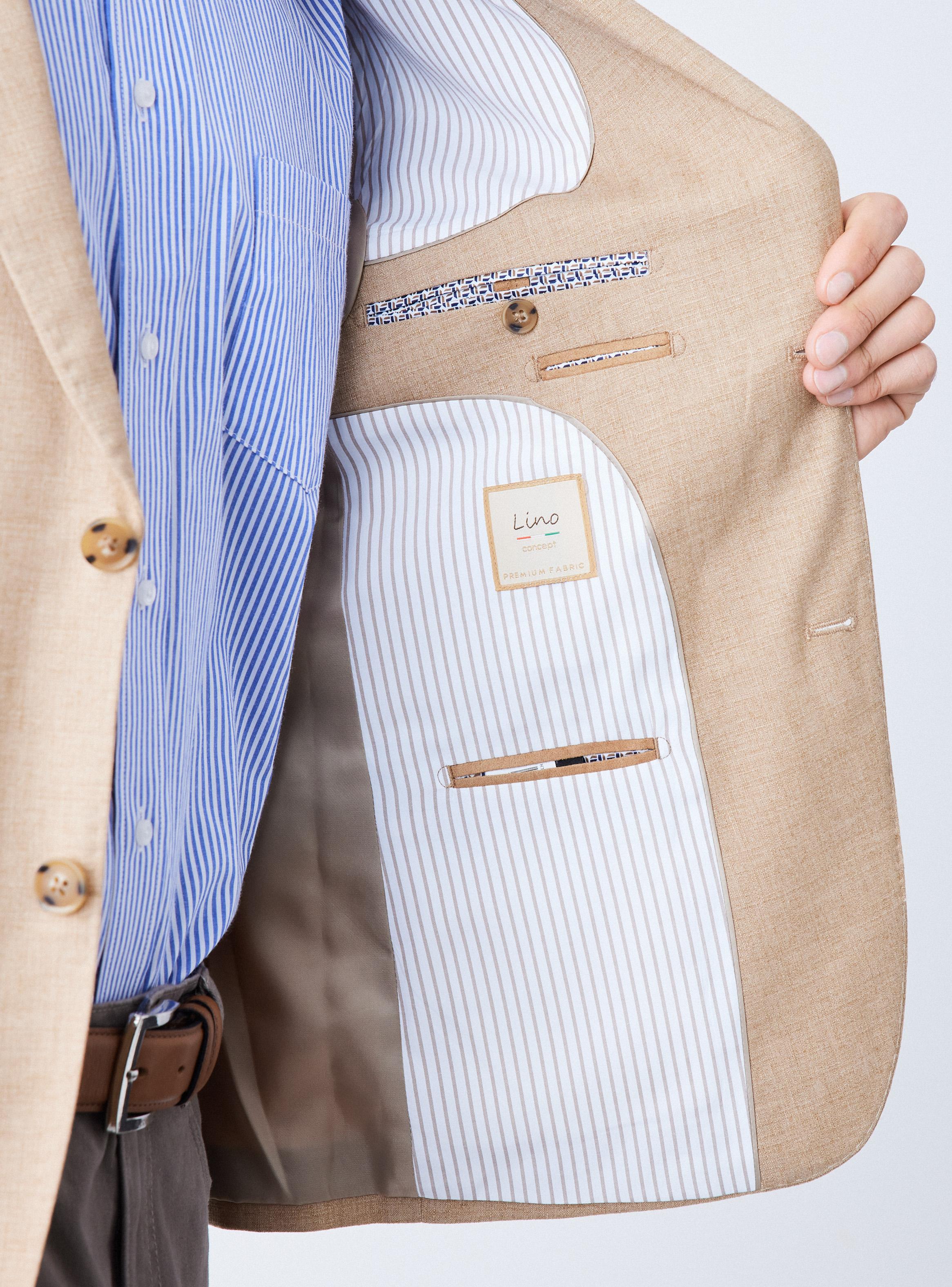 Vestón Recto con Lino Liso Slim Fit-2