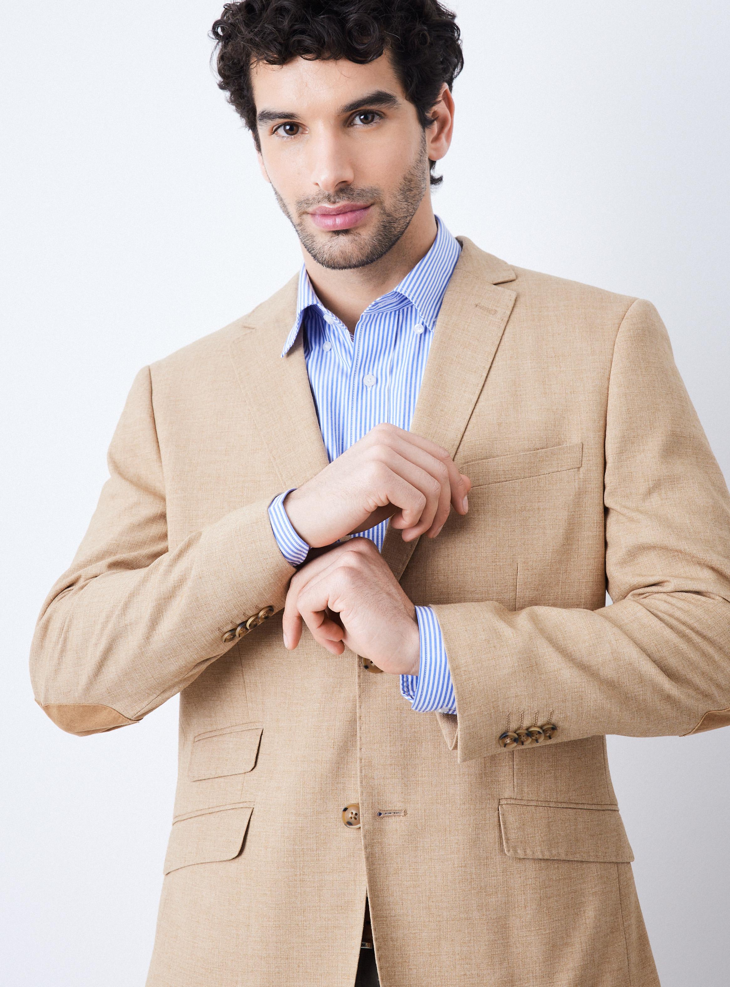 Vestón Recto con Lino Liso Slim Fit-3