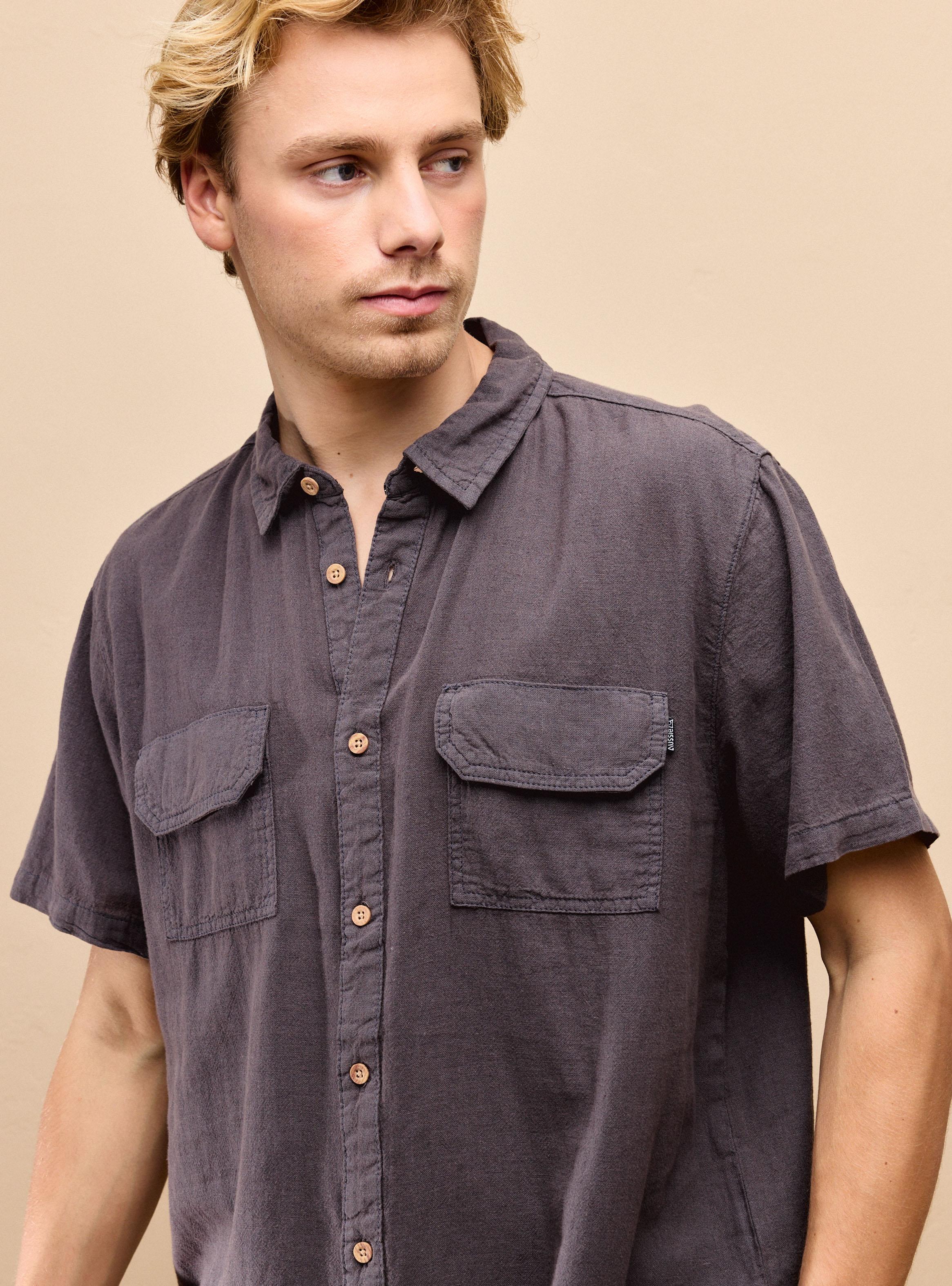 Camisa de Lino Manga Corta con Lavado-2