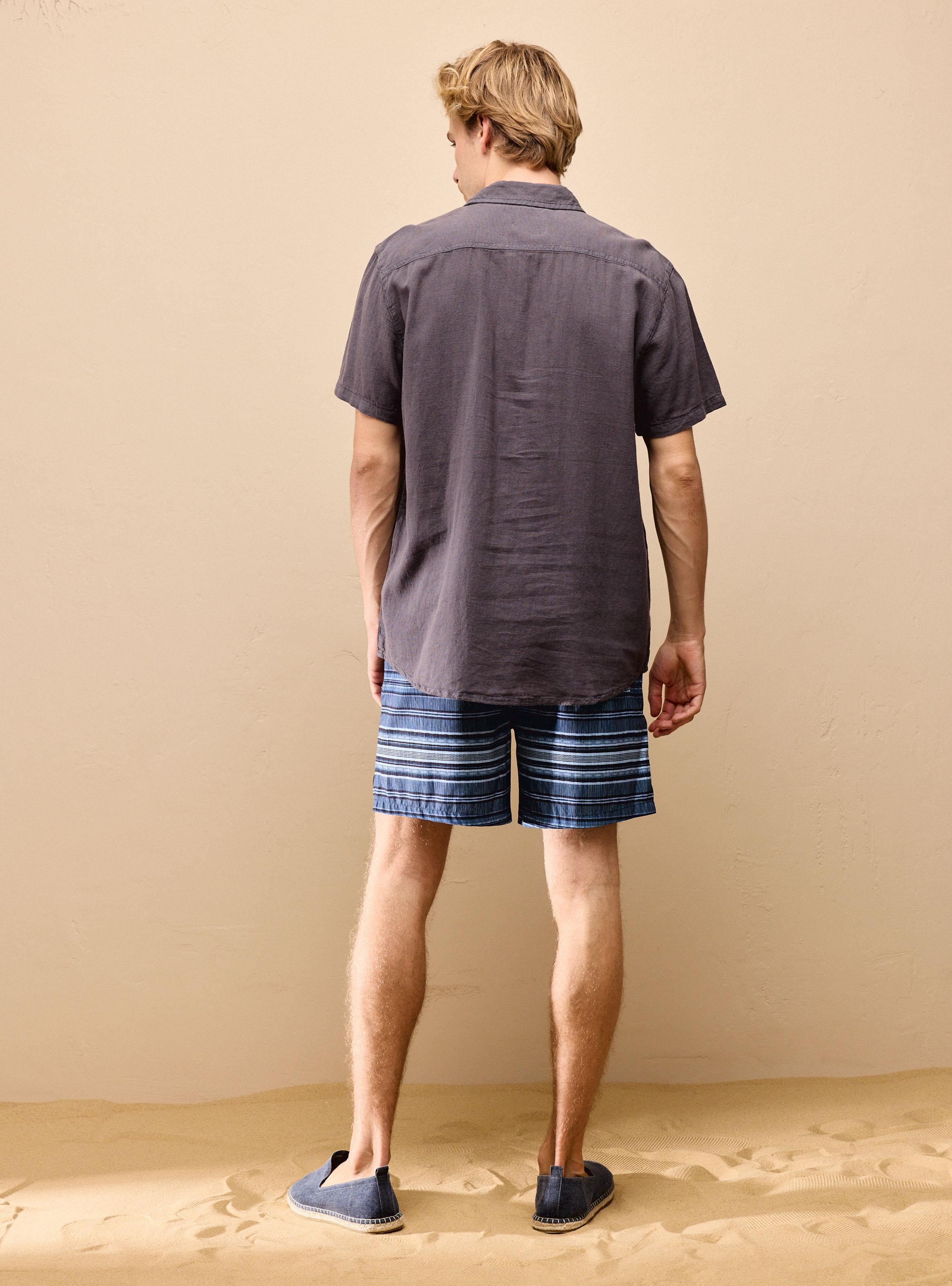 Camisa de Lino Manga Corta con Lavado-5