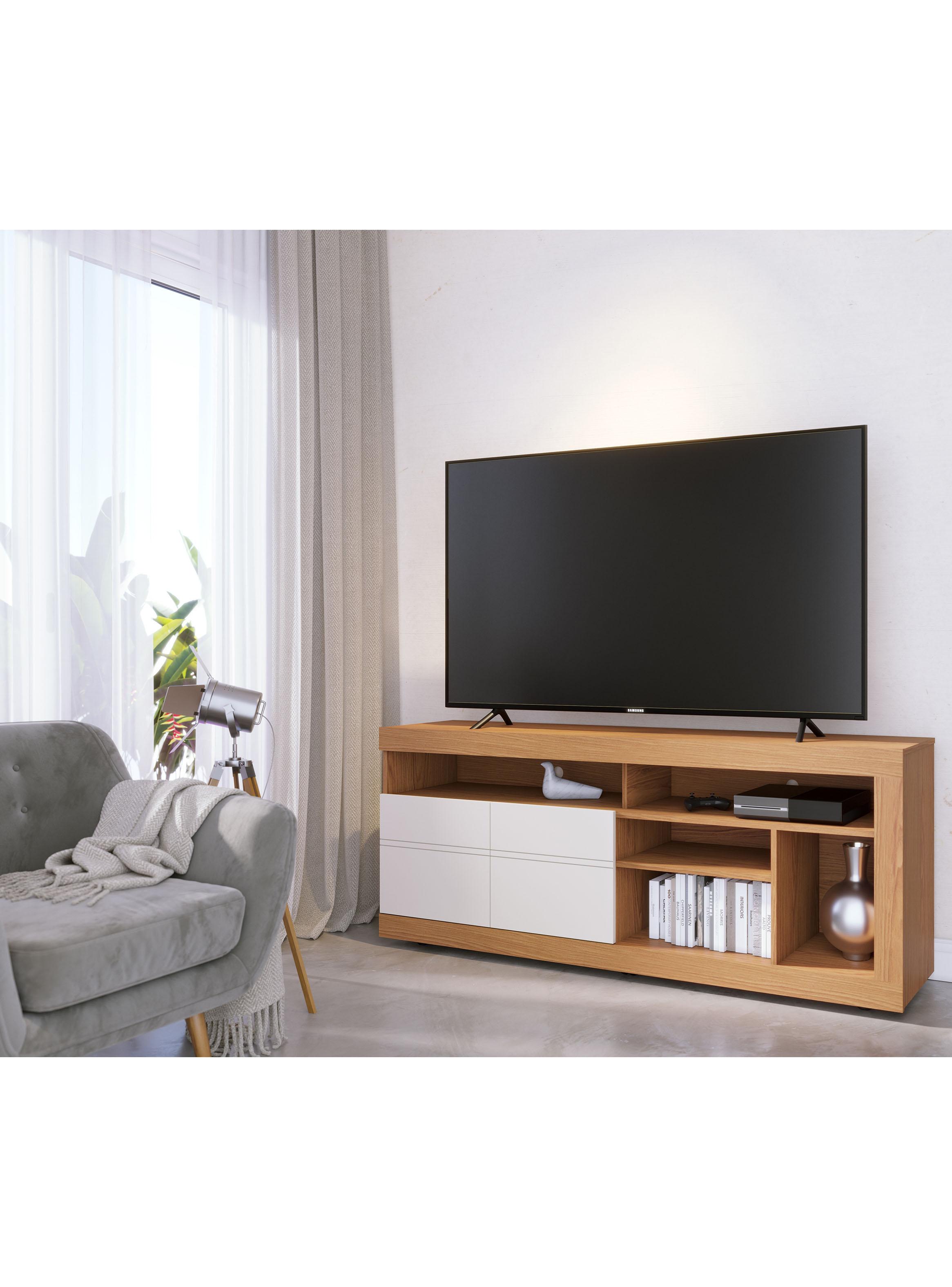 Rack Inaja TV 65" 2 Puertas Blanco-4