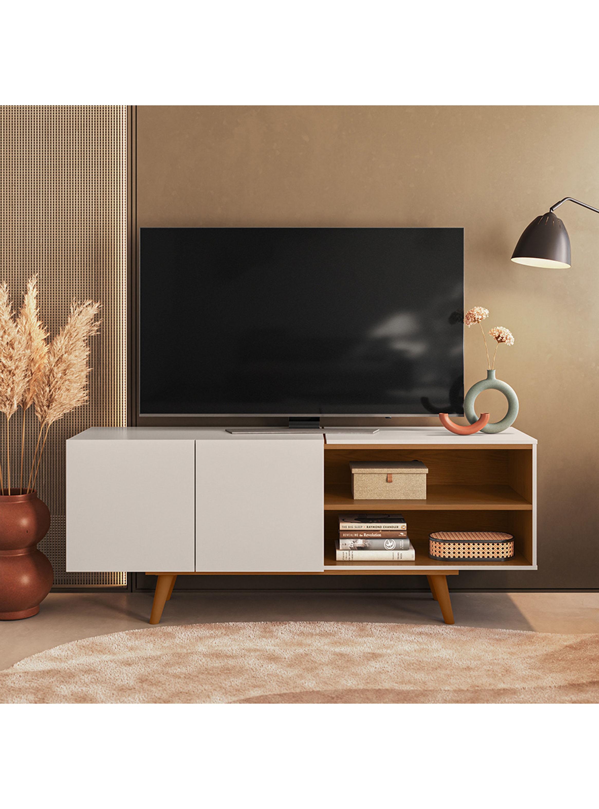 Rack Aldan TV 55" 2 Puertas Blanco-4