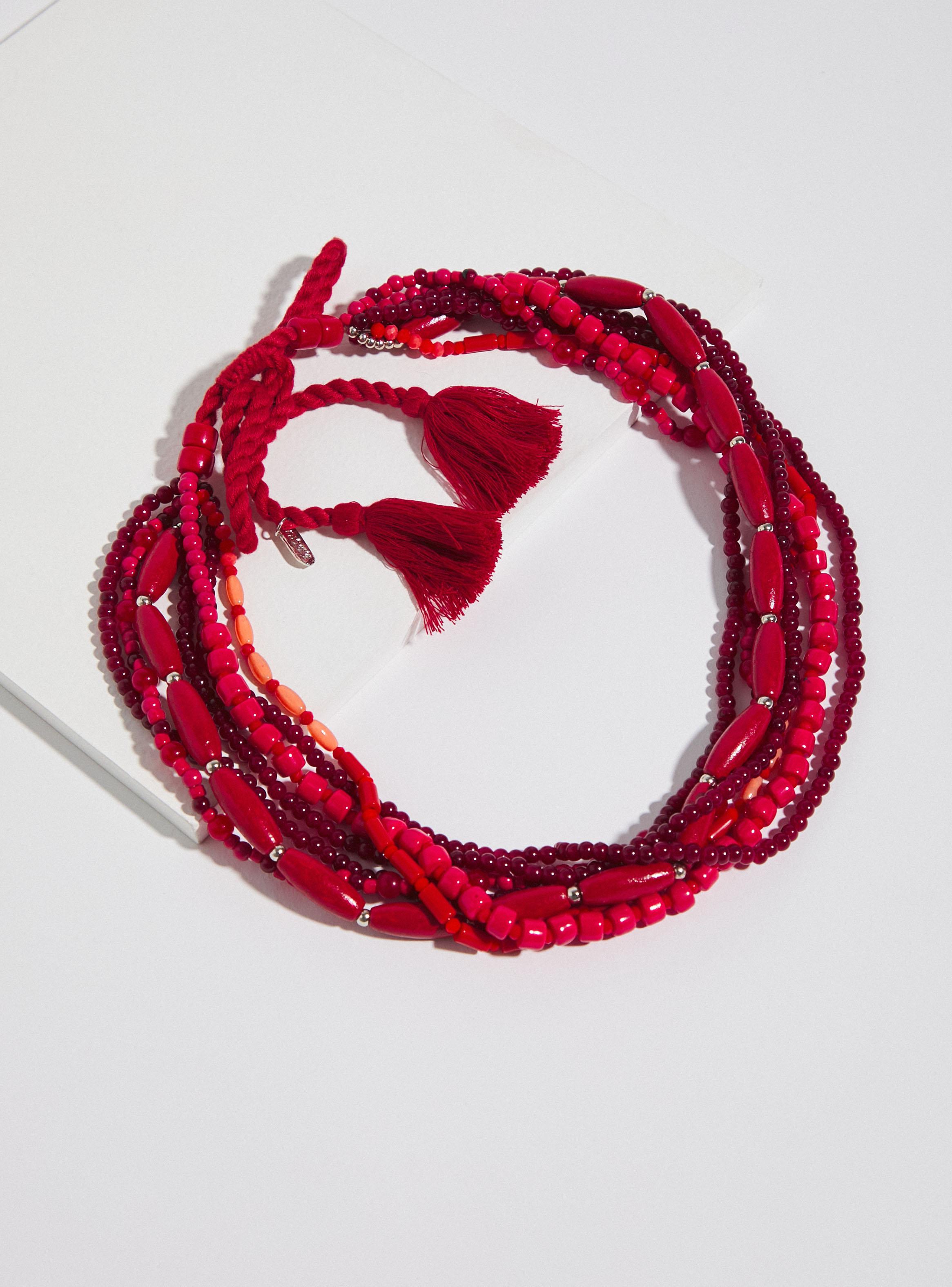 Collar Mostacillas Rojizas con Cordón Ajustable-2