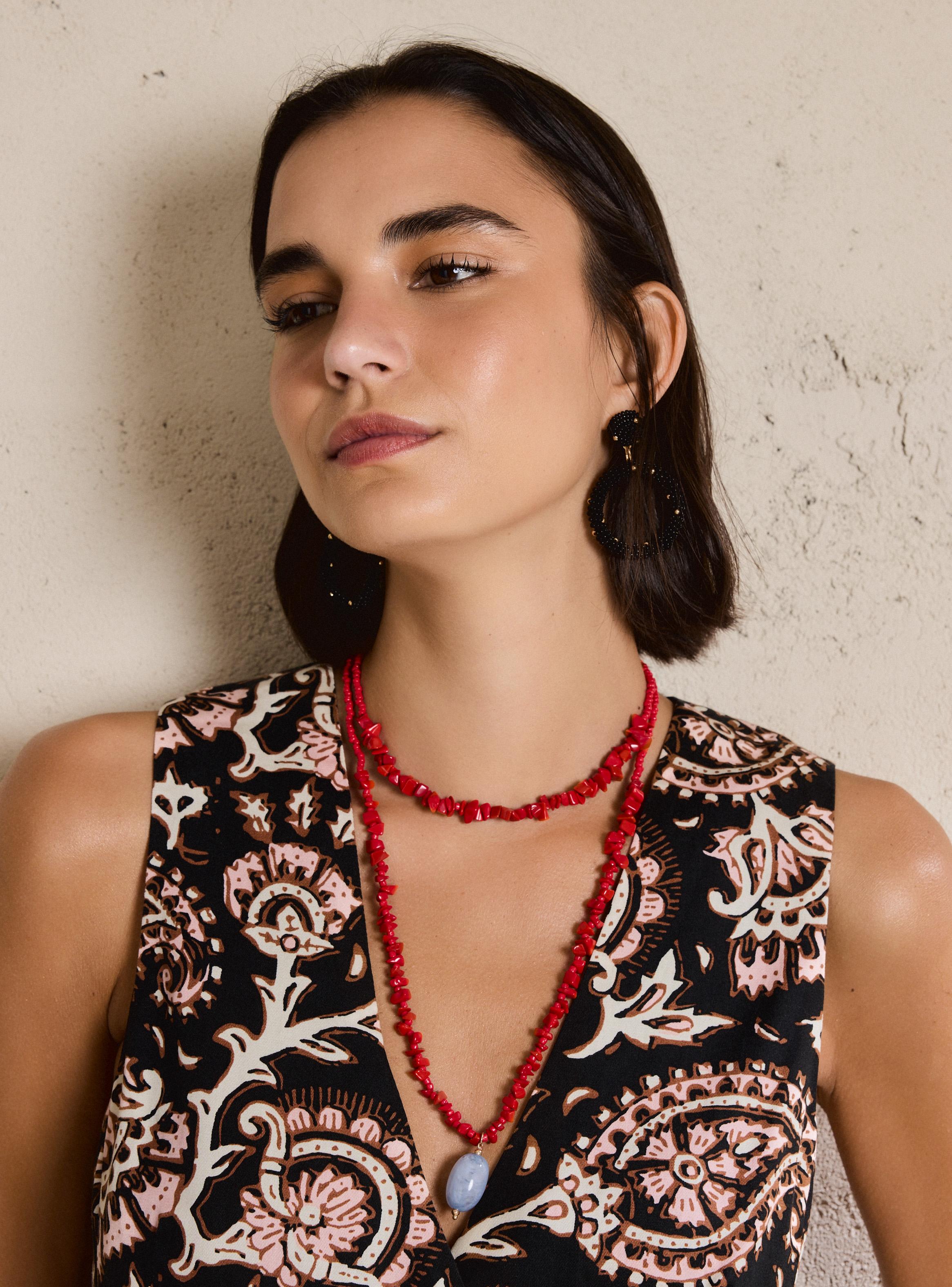 Collar Doble Capa con Colgante de Piedra-2