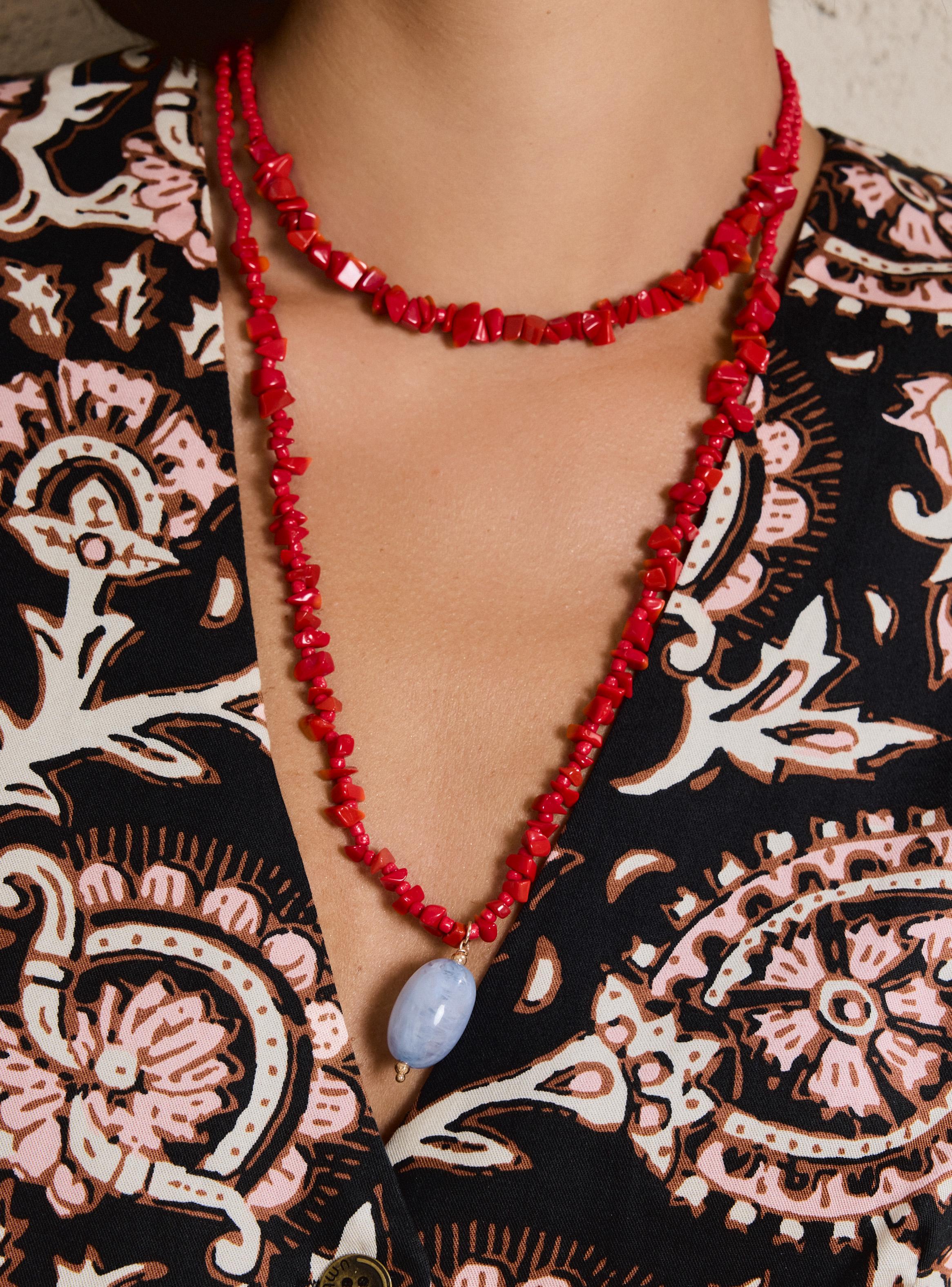 Collar Doble Capa con Colgante de Piedra-3