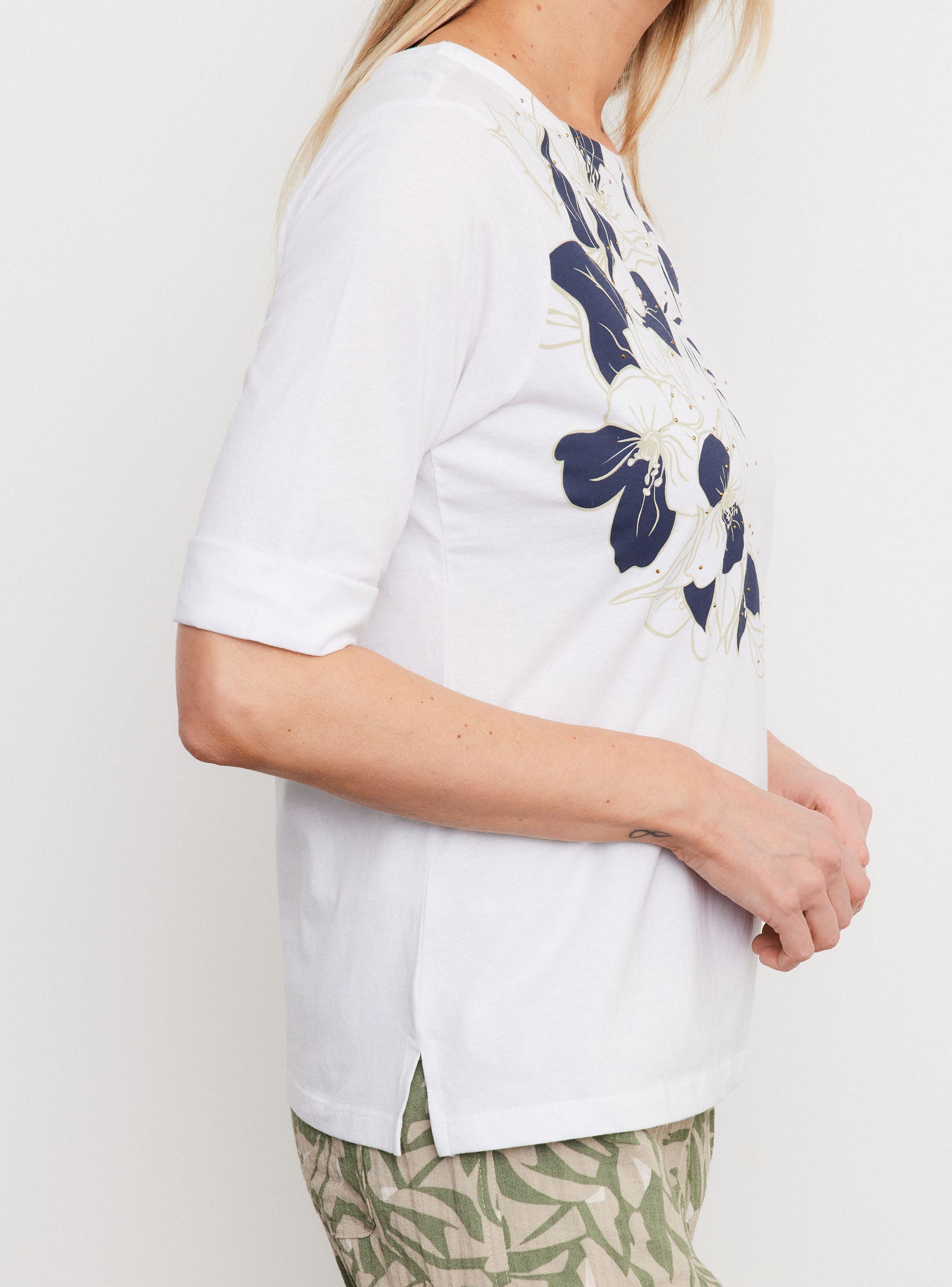 Polera Manga Codo con Estampado y Tachitas-3