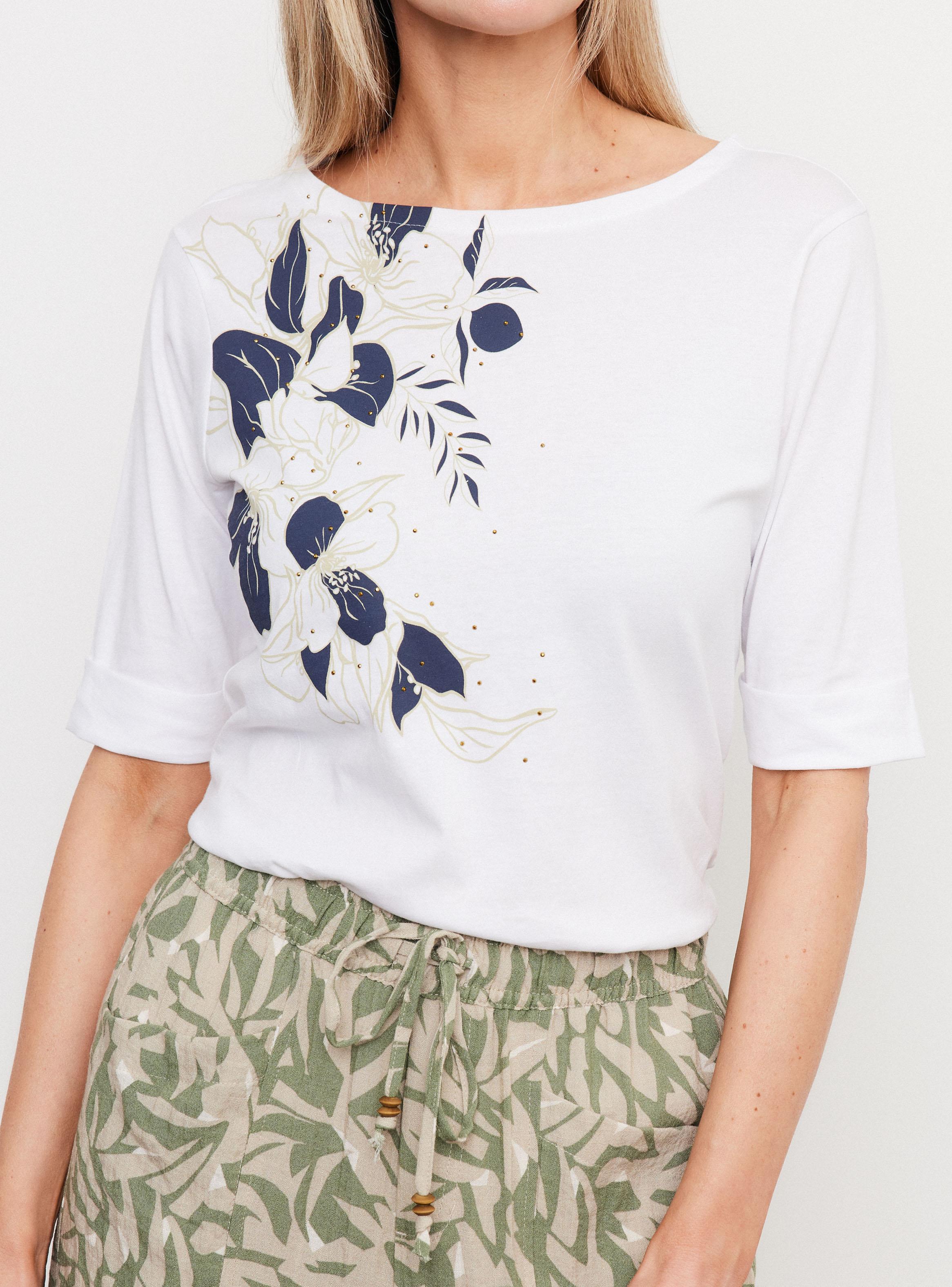 Polera Manga Codo con Estampado y Tachitas-2