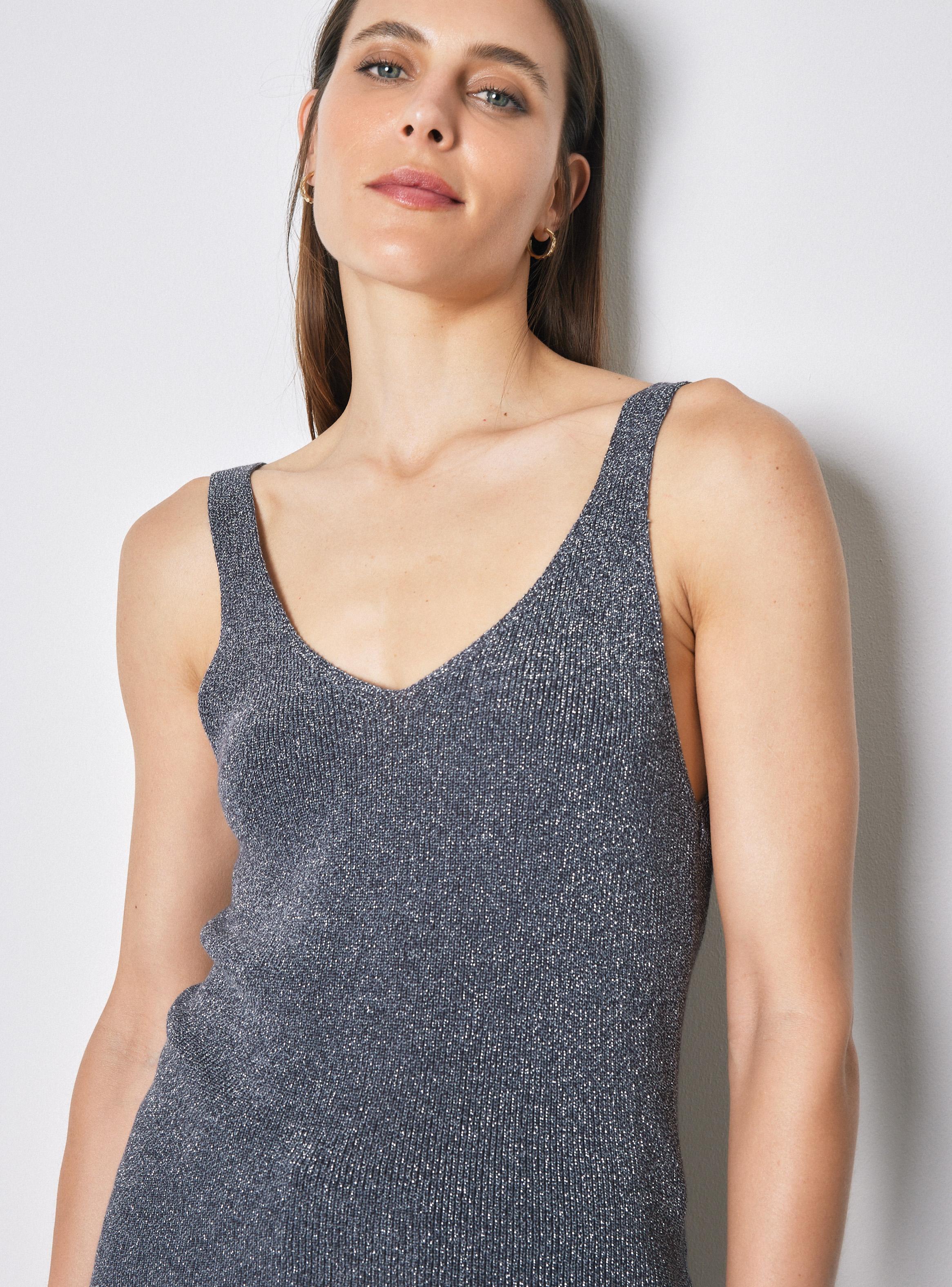Polera Tejida Lurex Escote V-2