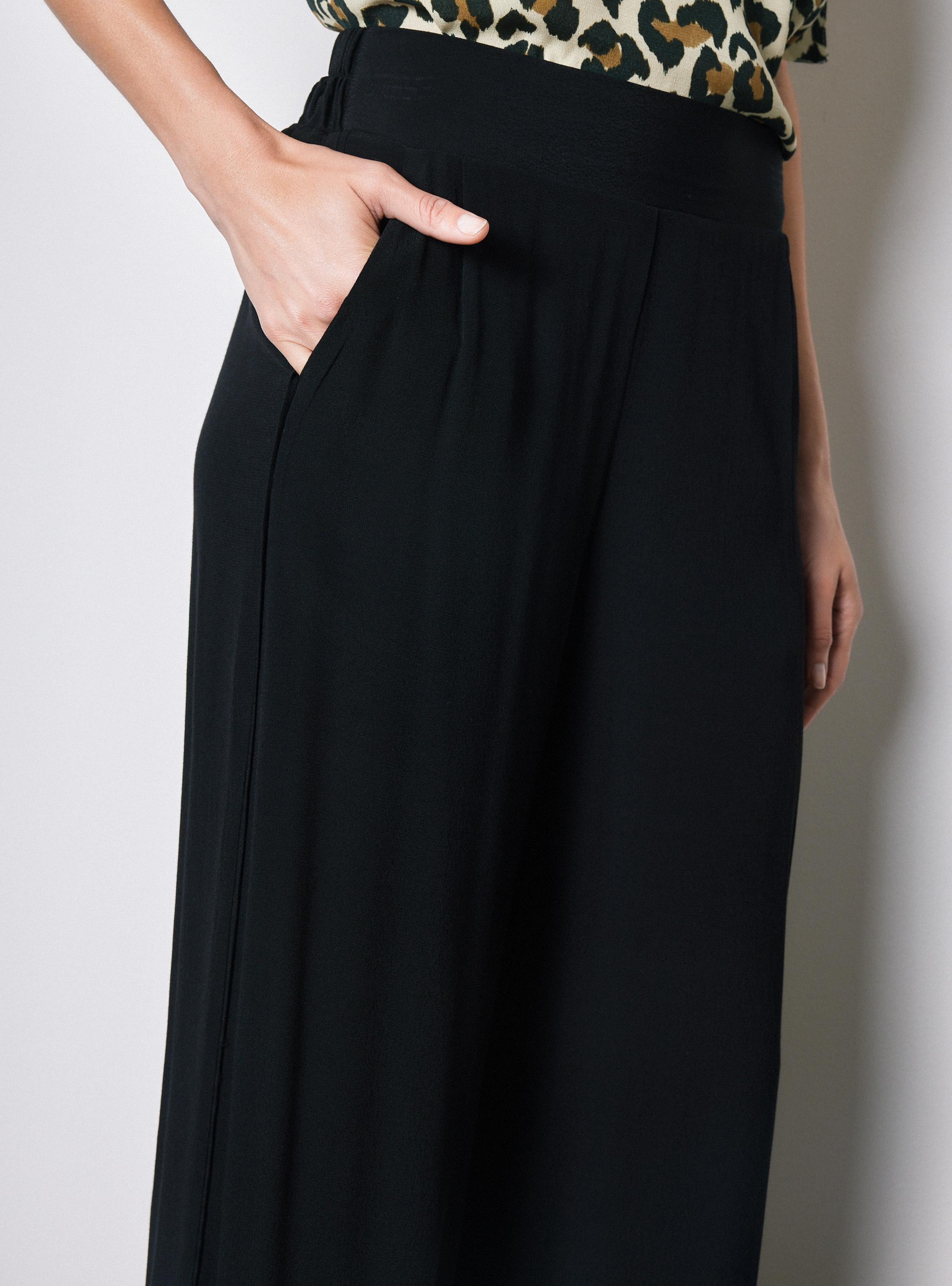 Pantalón Palazzo con Bolsillos y Pretina Elasticada-2