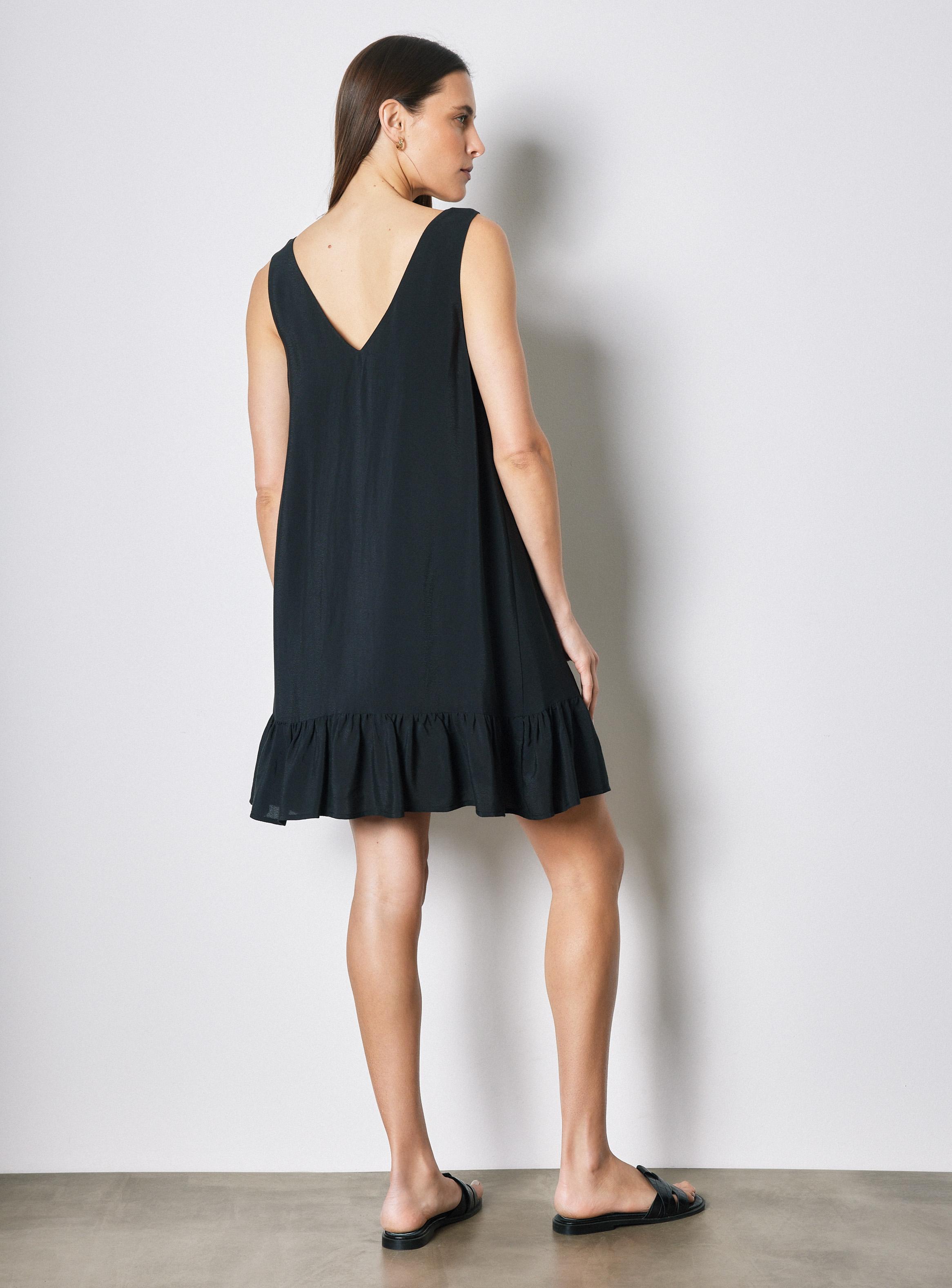 Vestido sin Manga con Tirantes Anchos y Faldón con Volante-5