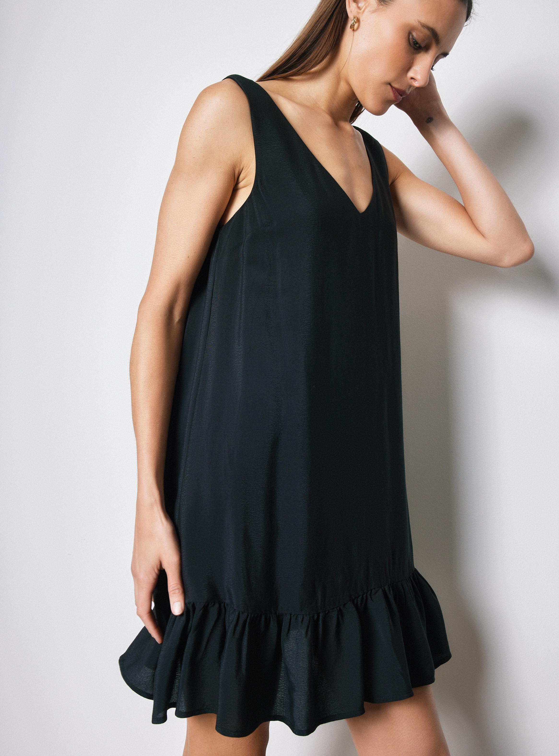 Vestido sin Manga con Tirantes Anchos y Faldón con Volante-2