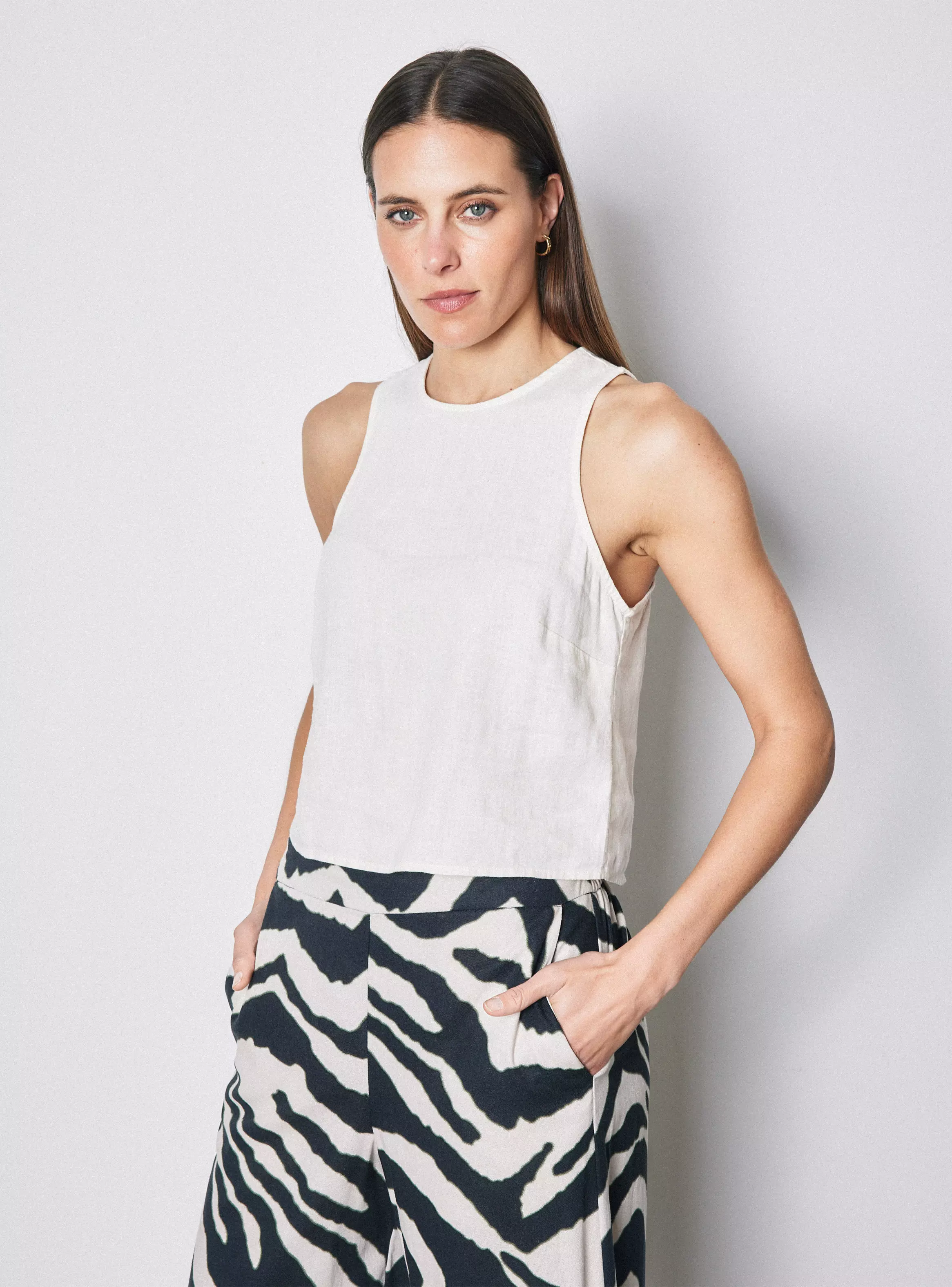 Blusa Lino Escote Redondo-0