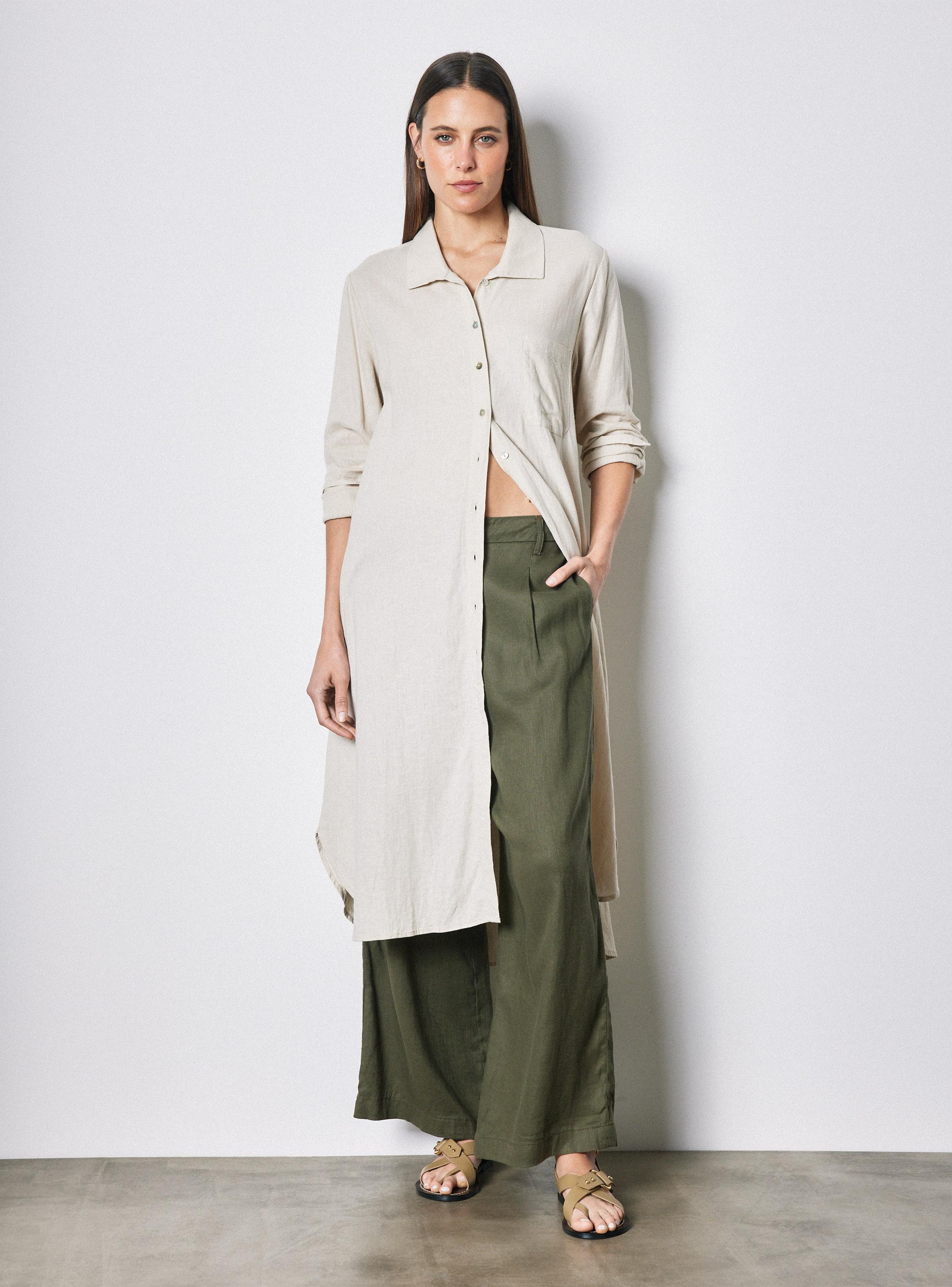 Blusa Vestido Lino Cuello Camisero-4