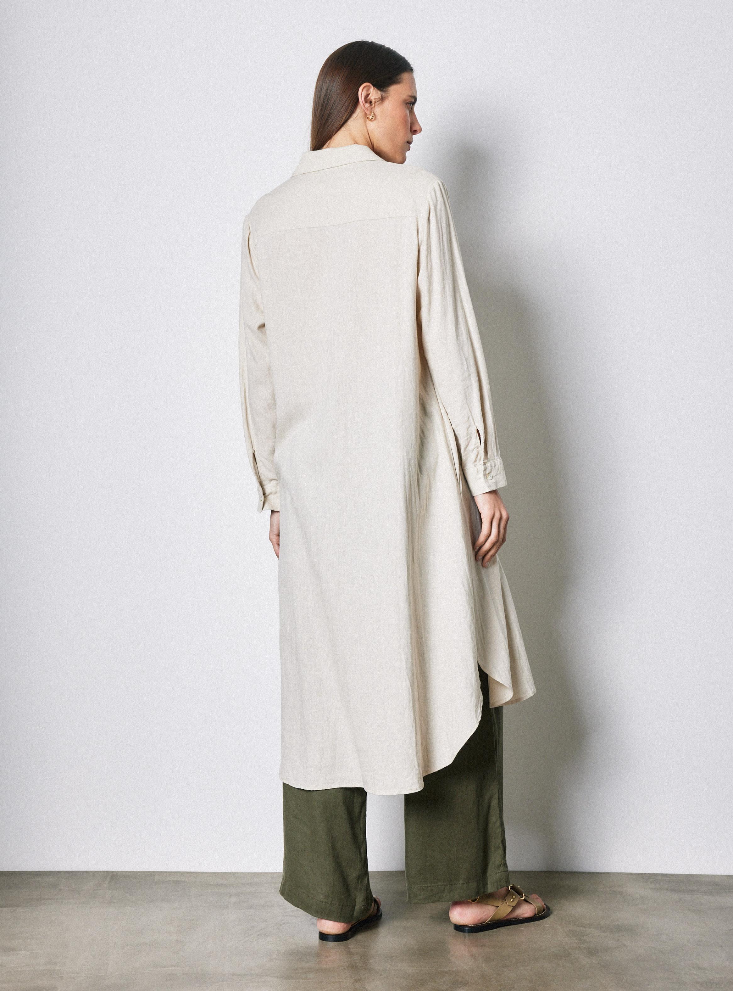 Blusa Vestido Lino Cuello Camisero-5