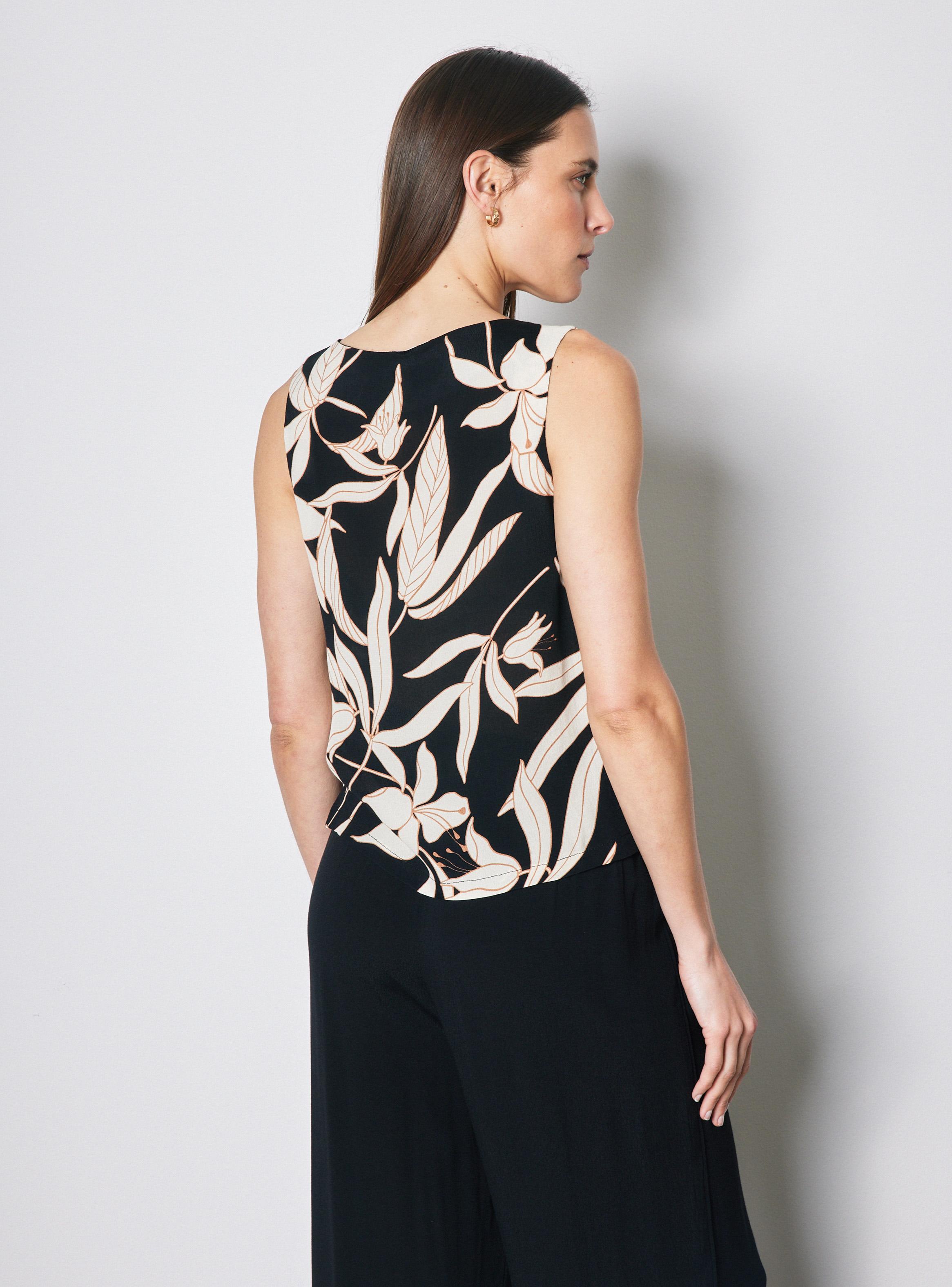 Blusa Vest sin Mangas Abotonado Estampado-1