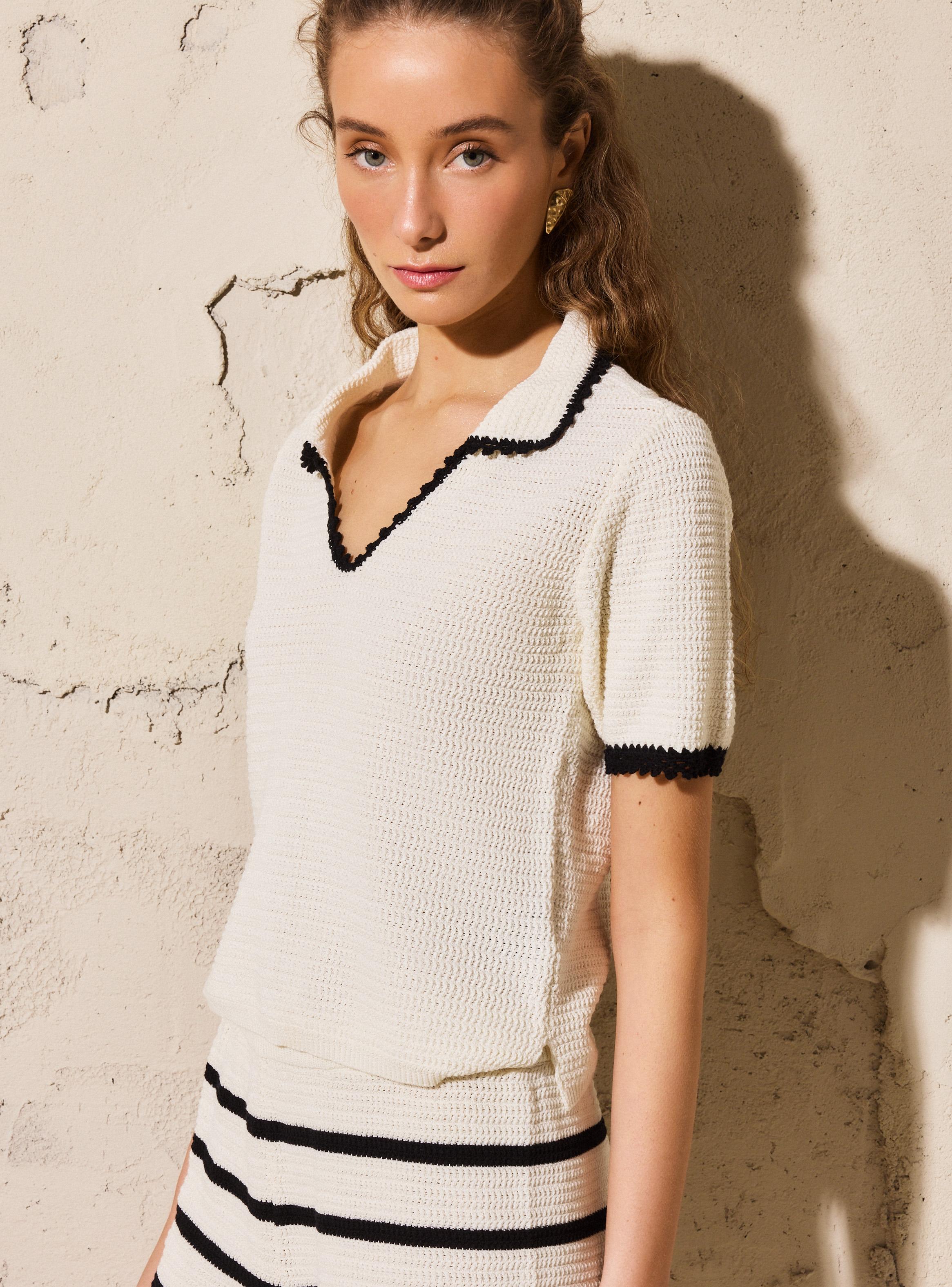 Polera Tejida Cuello Polo Colección María Pombo-3