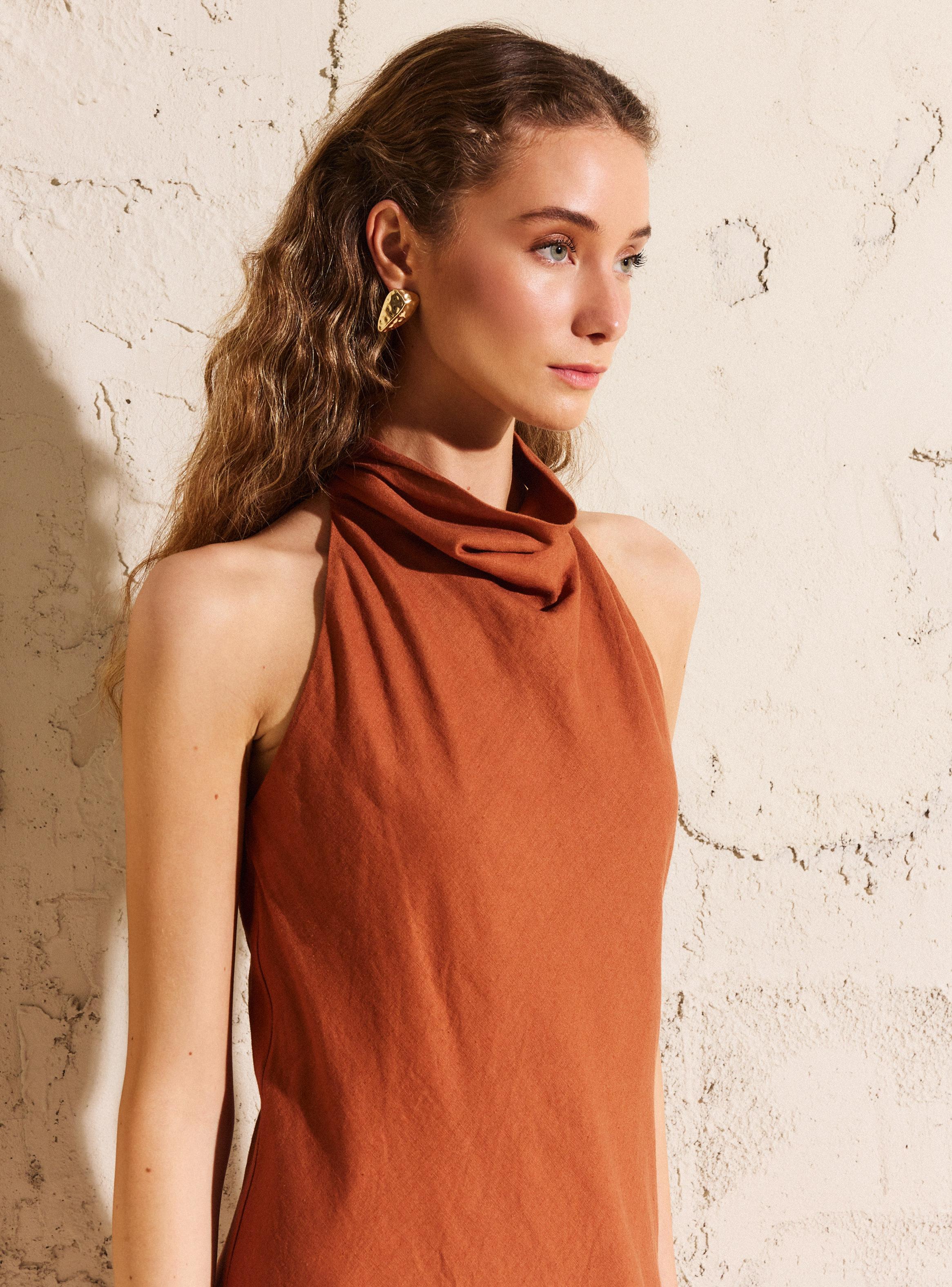 Vestido Drapeado Halter Colección María Pombo-2