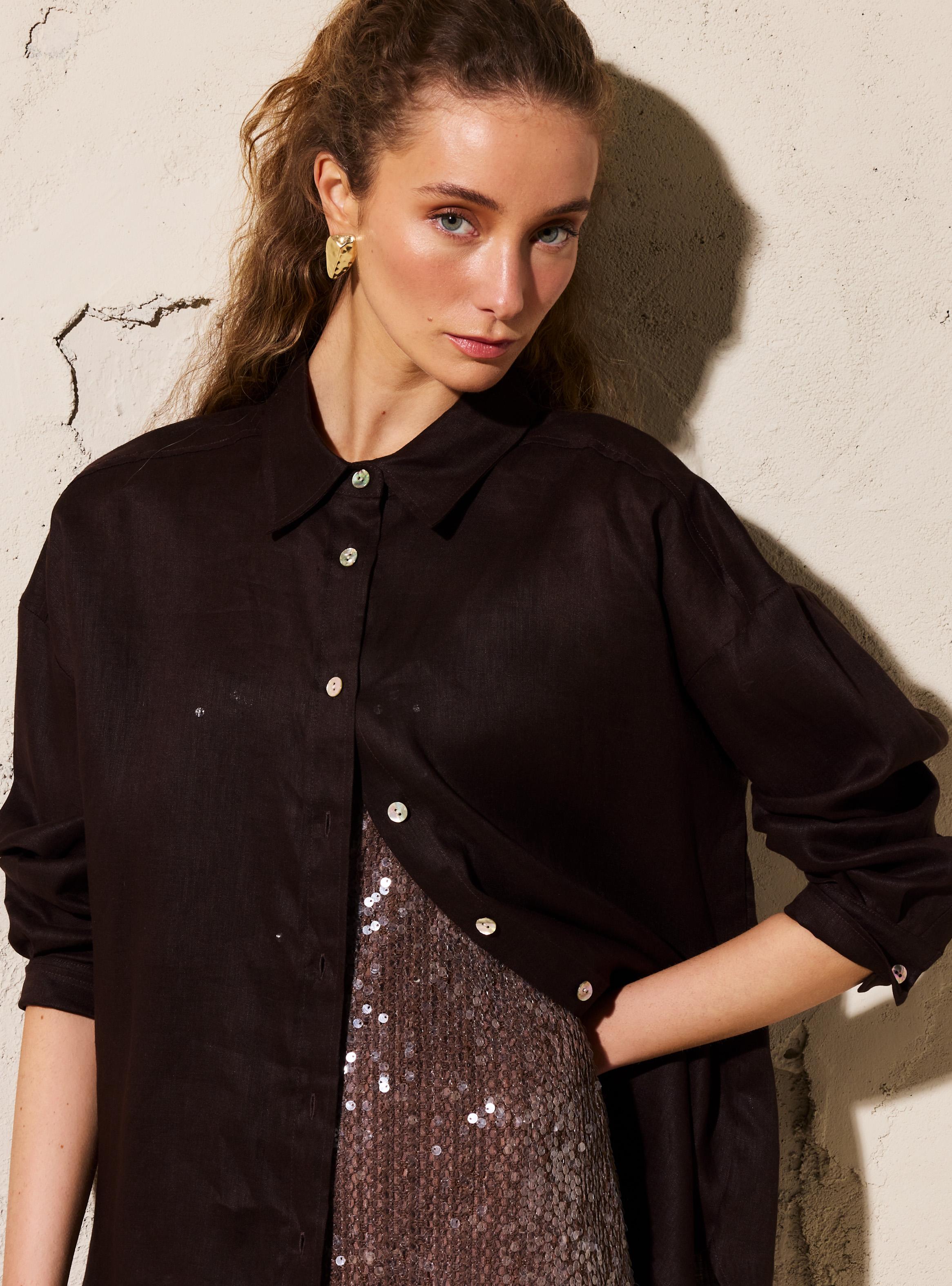 Blusa Cuello Camisero Lino Colección María Pombo-4