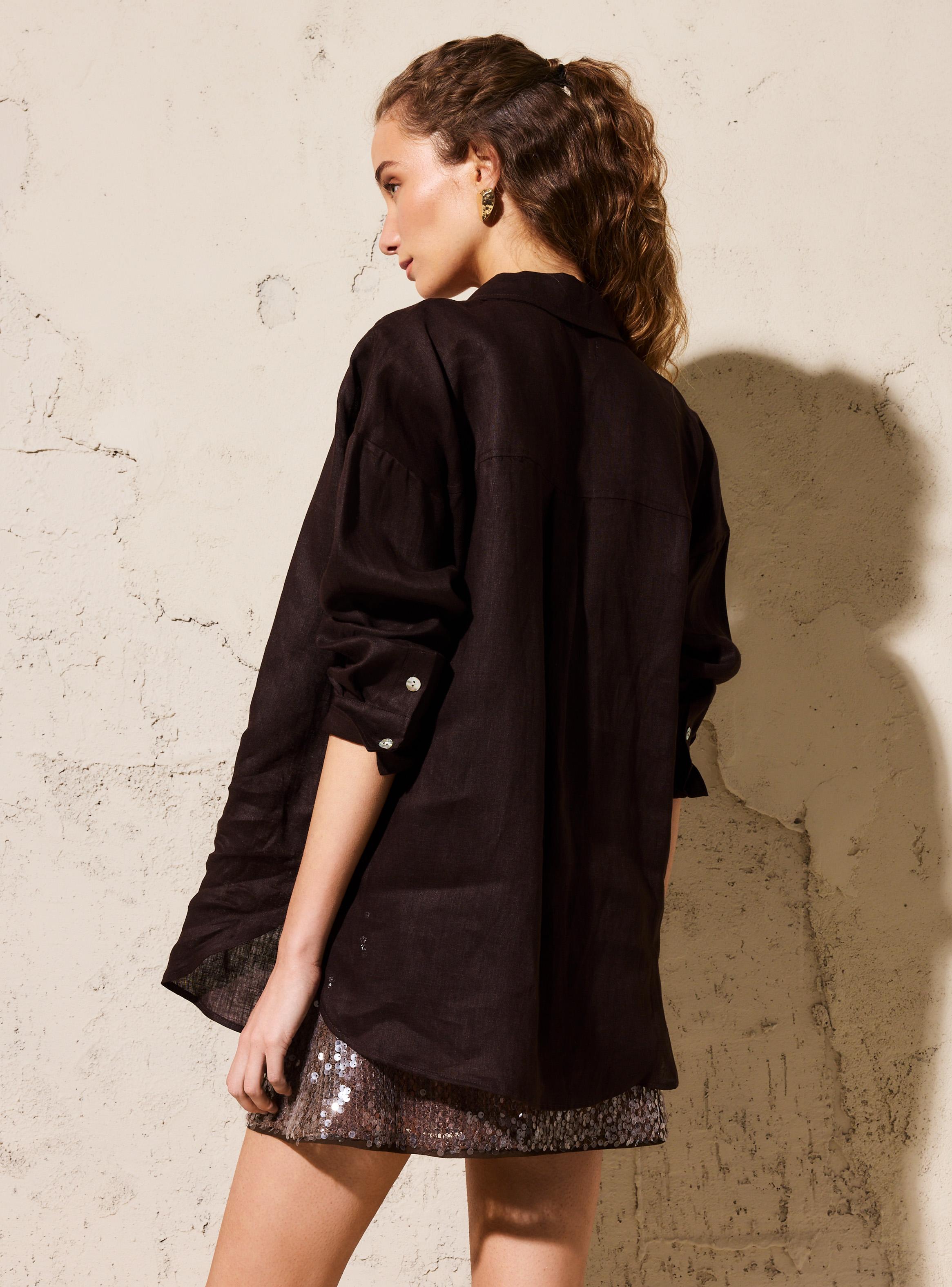 Blusa Cuello Camisero Lino Colección María Pombo-2