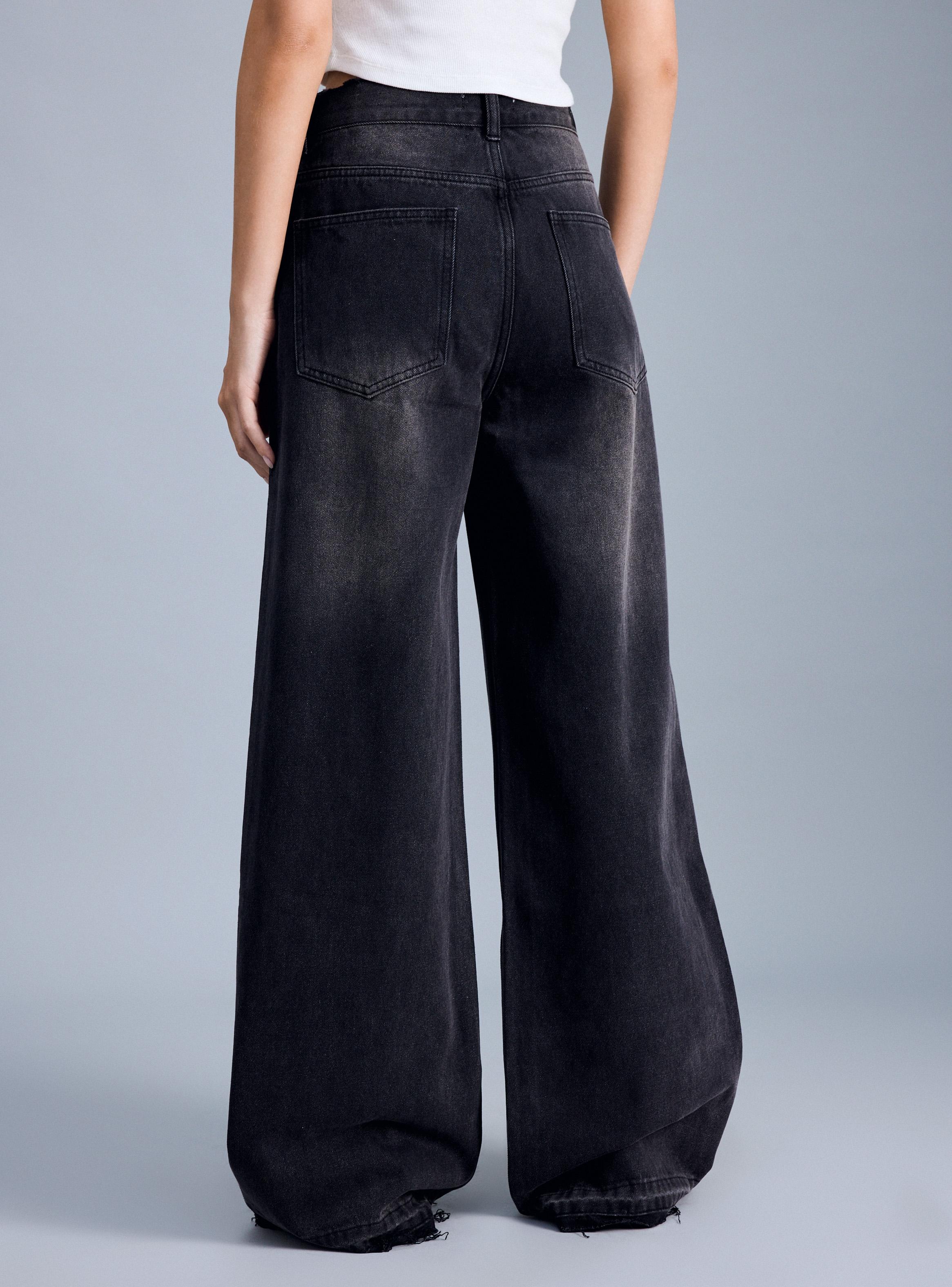 Jeans Bota Ancha y Pretina Desflecada-1