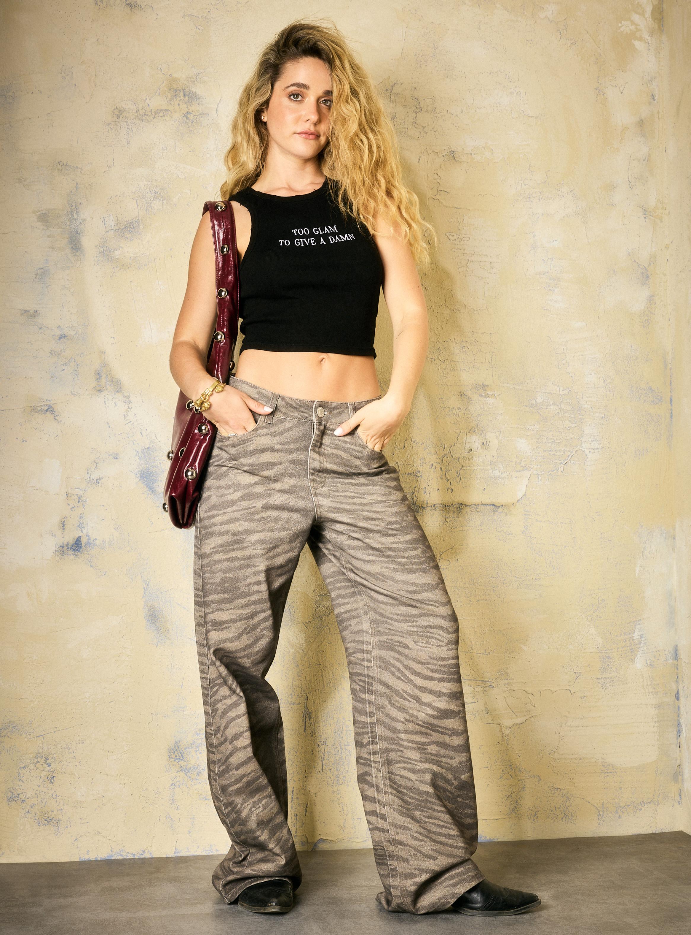Jeans Low Rise Estampado Animal Colaboración Palo Portales-4