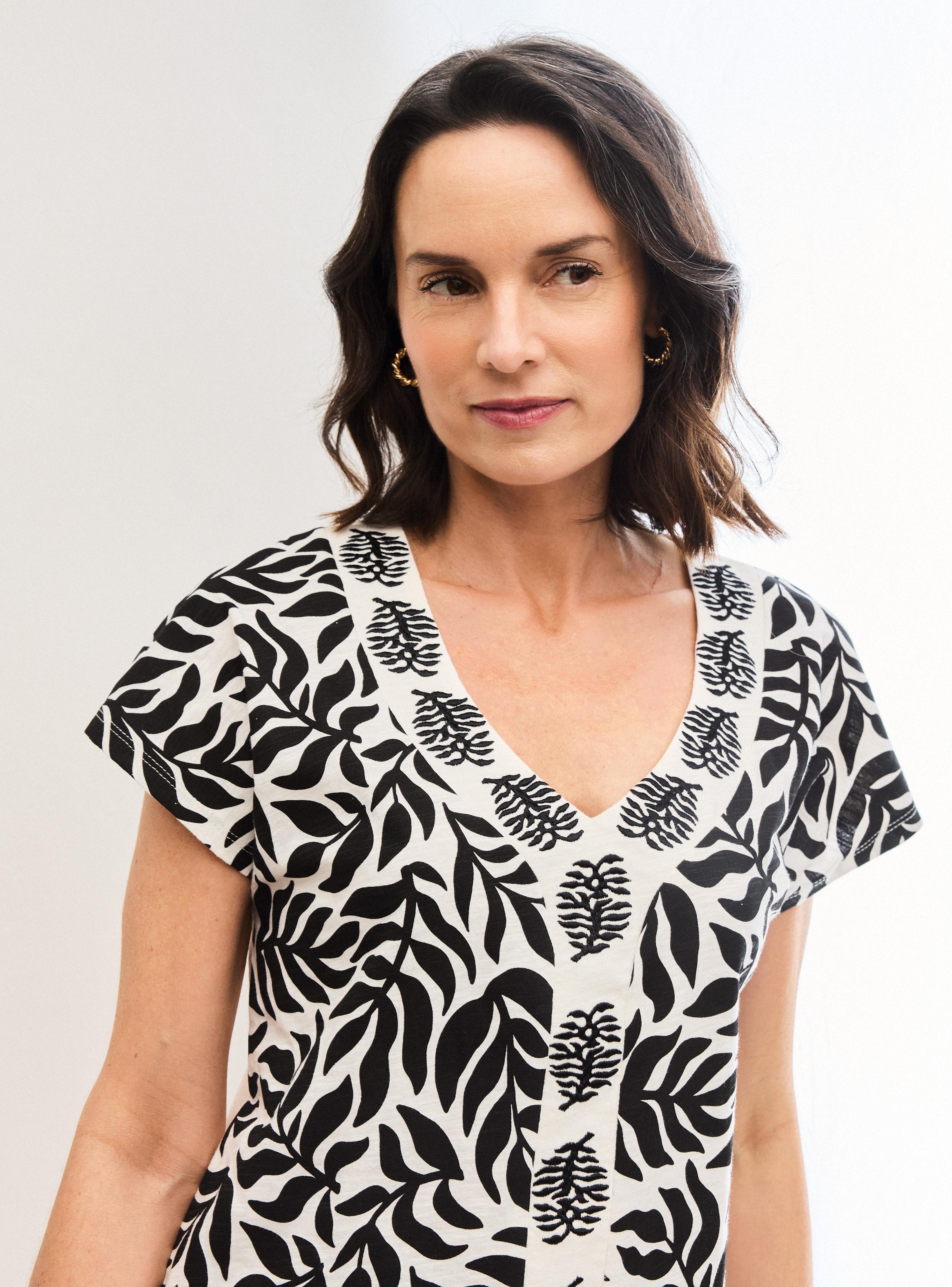 Polera Estampada Maga Kimono y Bordado Frontal-2