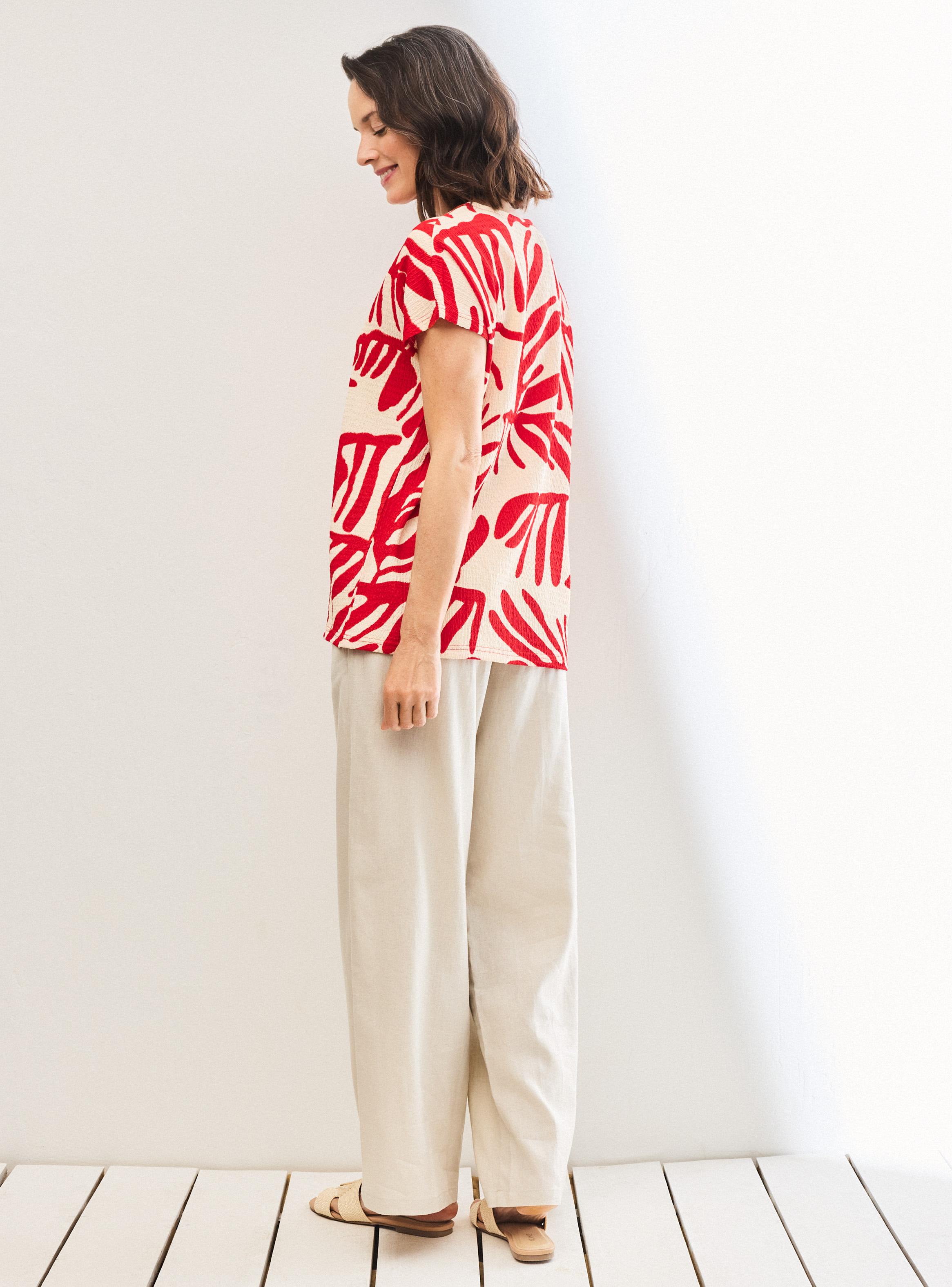 Polera Texturada y Estampada Escote V-5