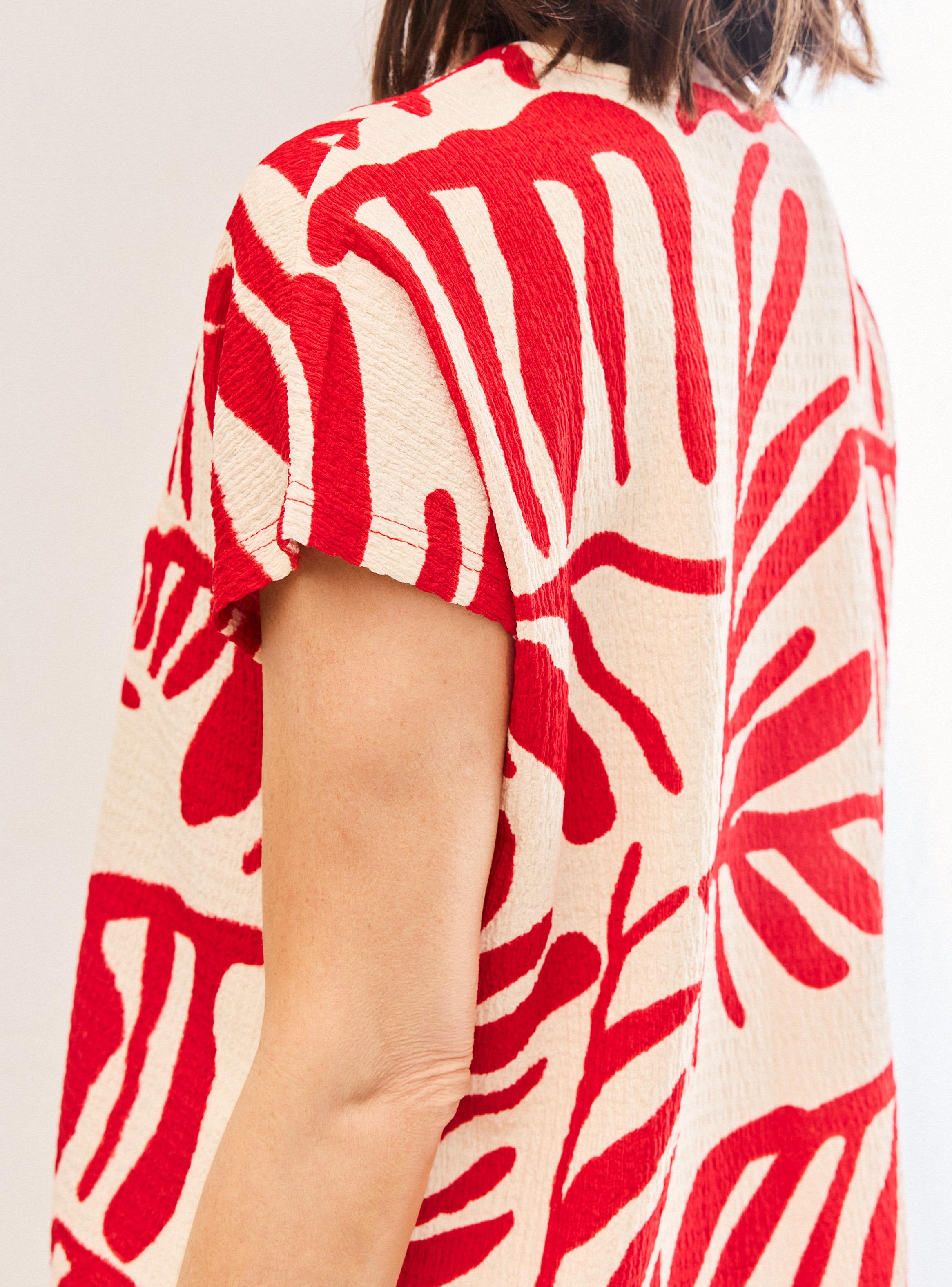Polera Texturada y Estampada Escote V-3