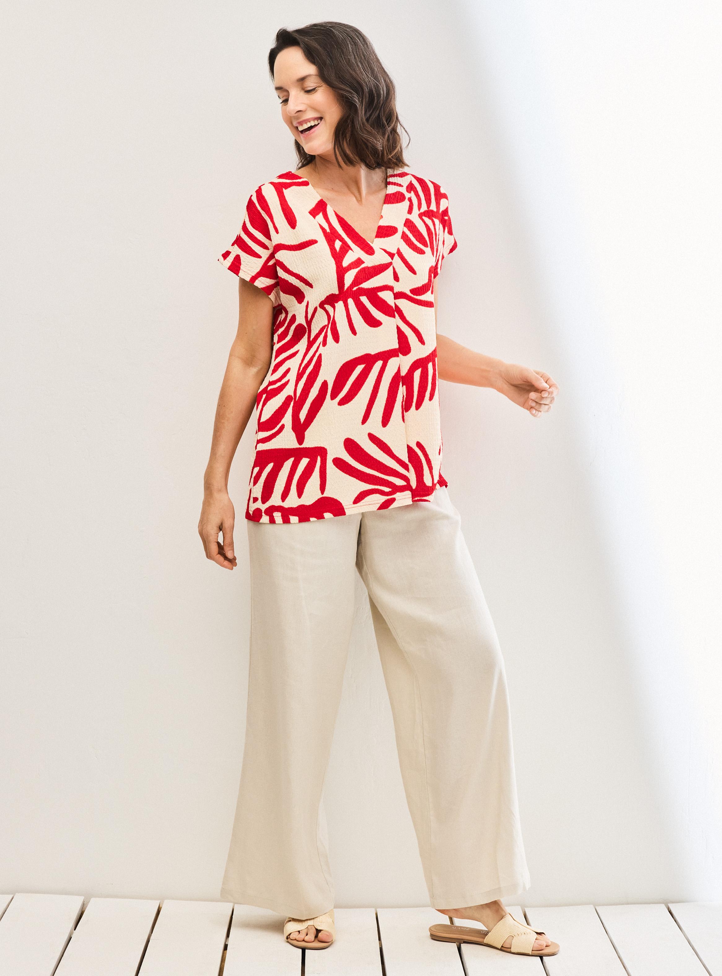 Polera Texturada y Estampada Escote V-4