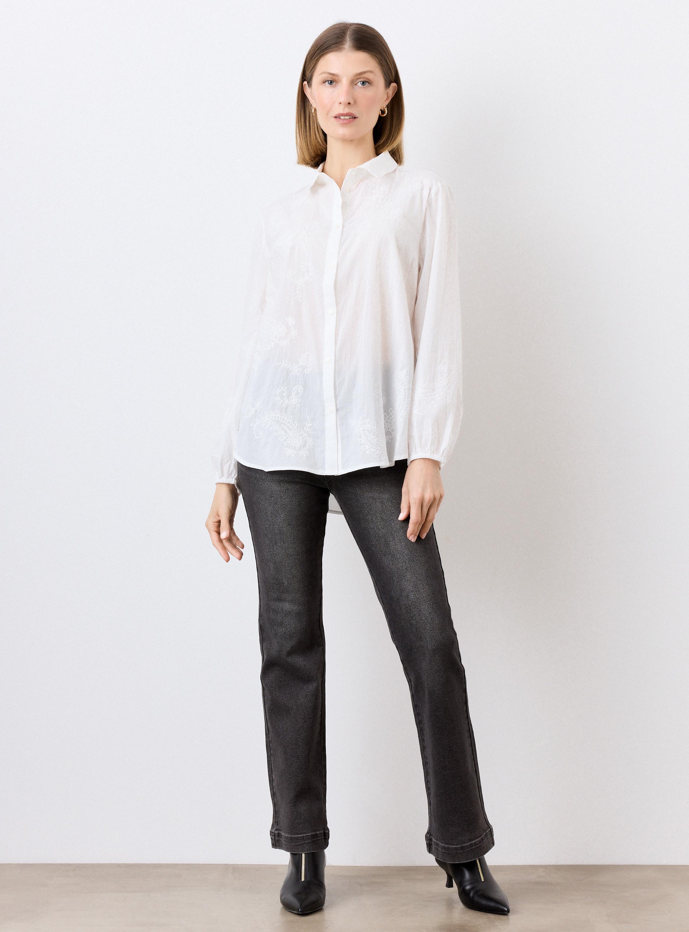 Blusa Camisa Bordada Puño Elástico-4