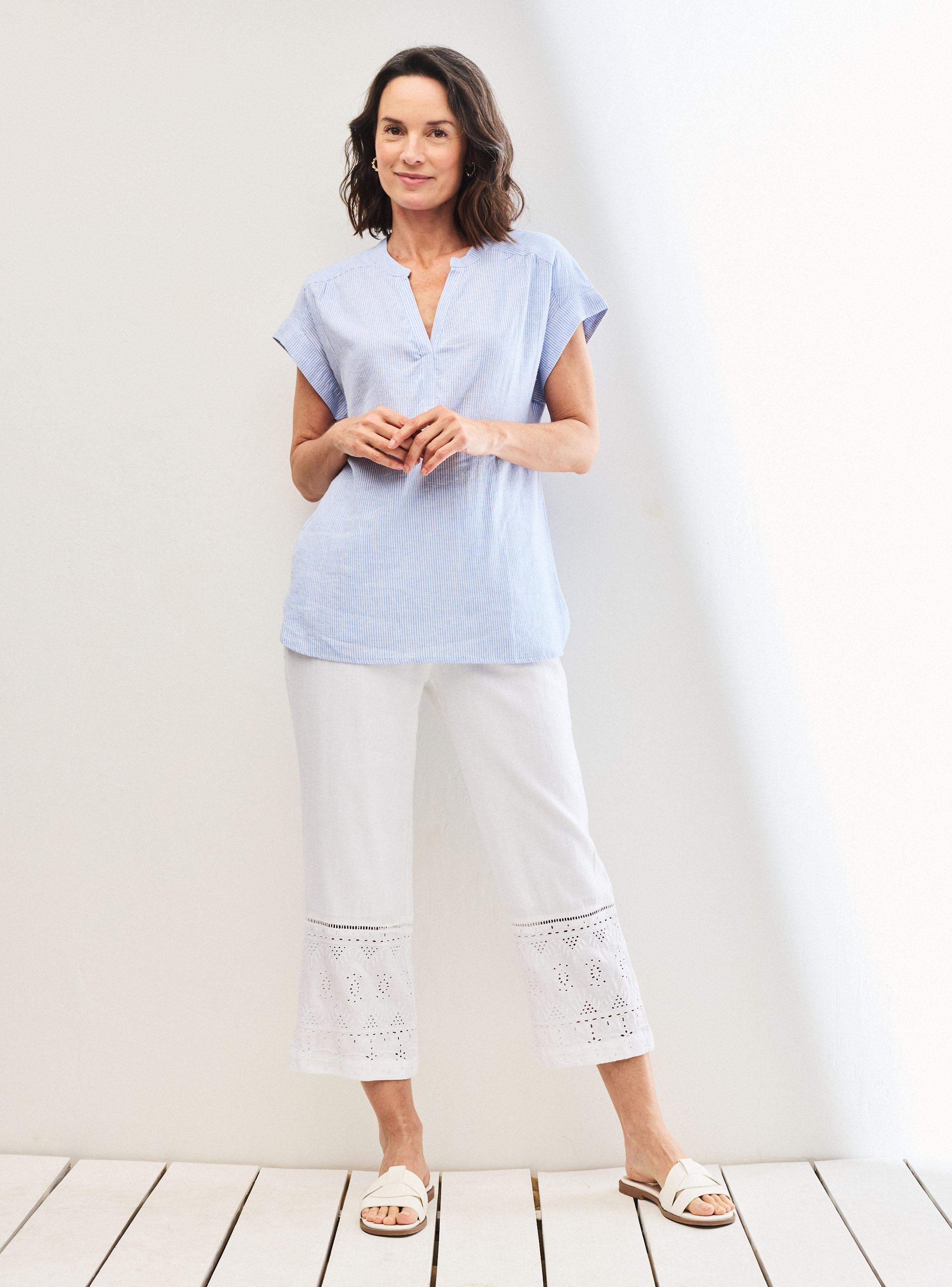 Blusa Lino Rayas Hombro Caído-4