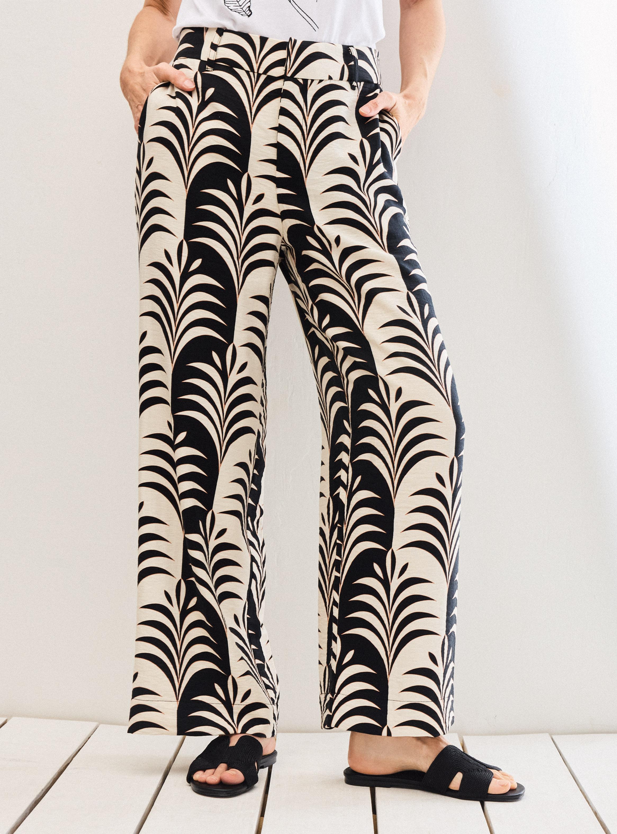 Pantalón Fluido Wide Leg con Bolsillos Laterales-0